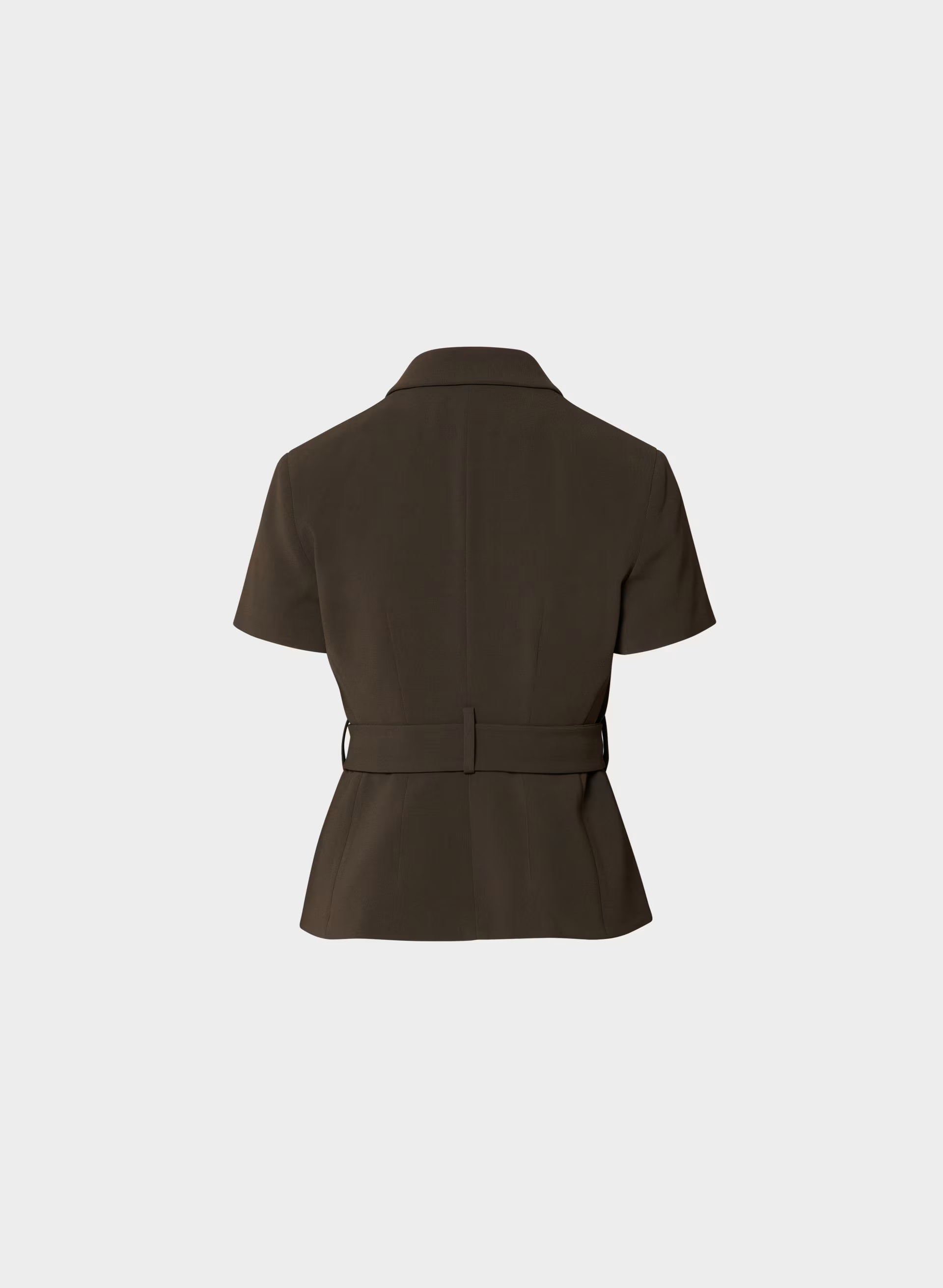 Brynn Shortsleeve Blazer - Sway Crepe - DARK COFFEE