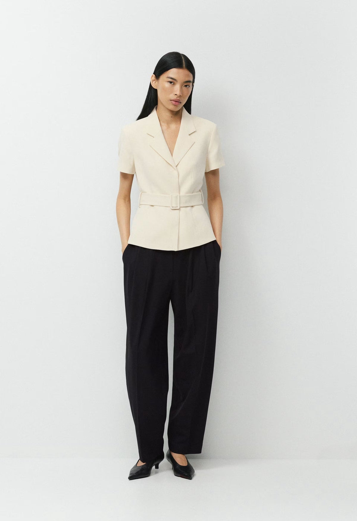 Brynn Shortsleeve Blazer - Sway Crepe - SEASIDE CREAM