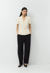 Brynn Shortsleeve Blazer - Sway Crepe - SEASIDE CREAM