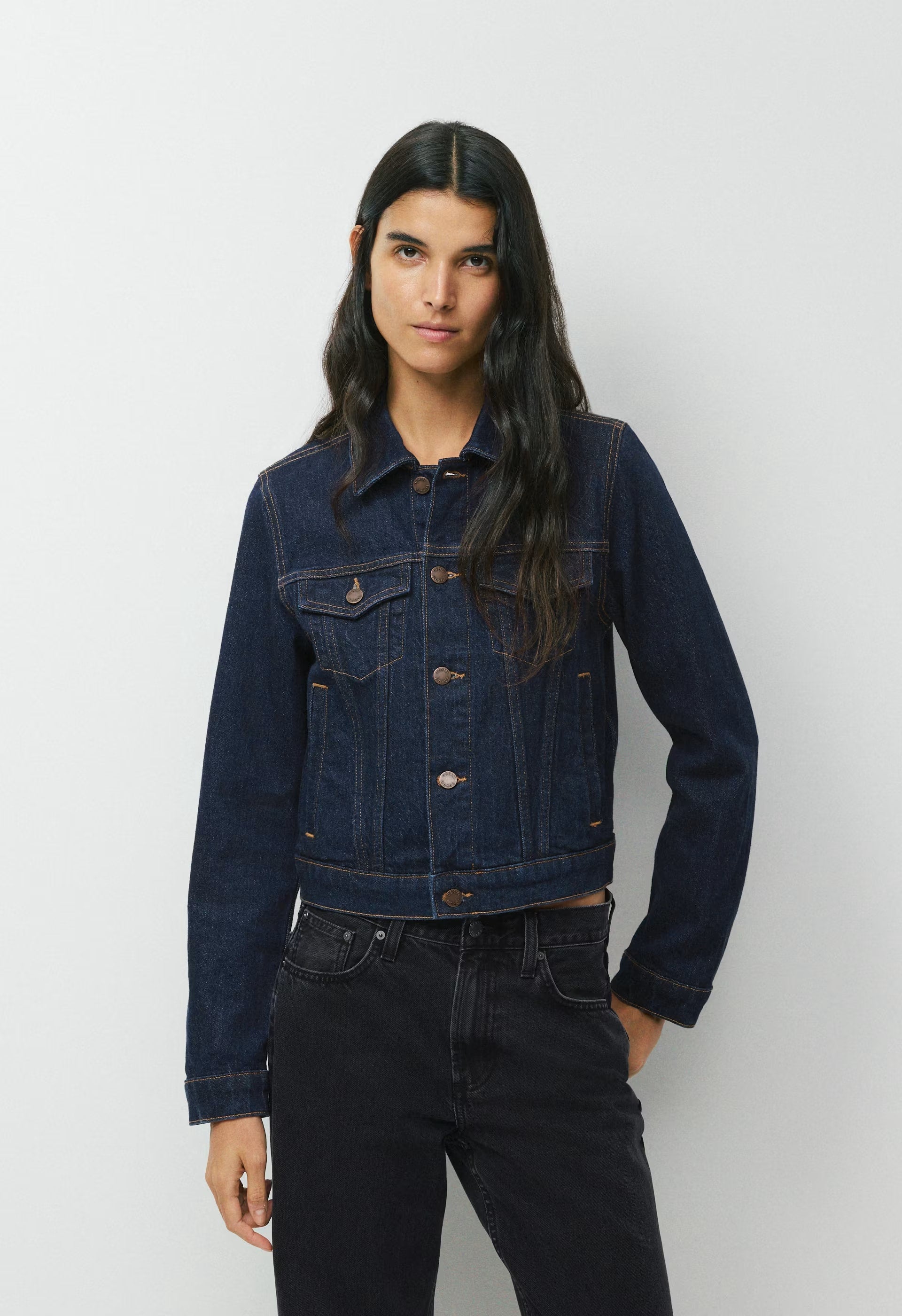 Denim Forum Toni Shrunken Denim Jacket - NO-STRESS DARK BLUE
