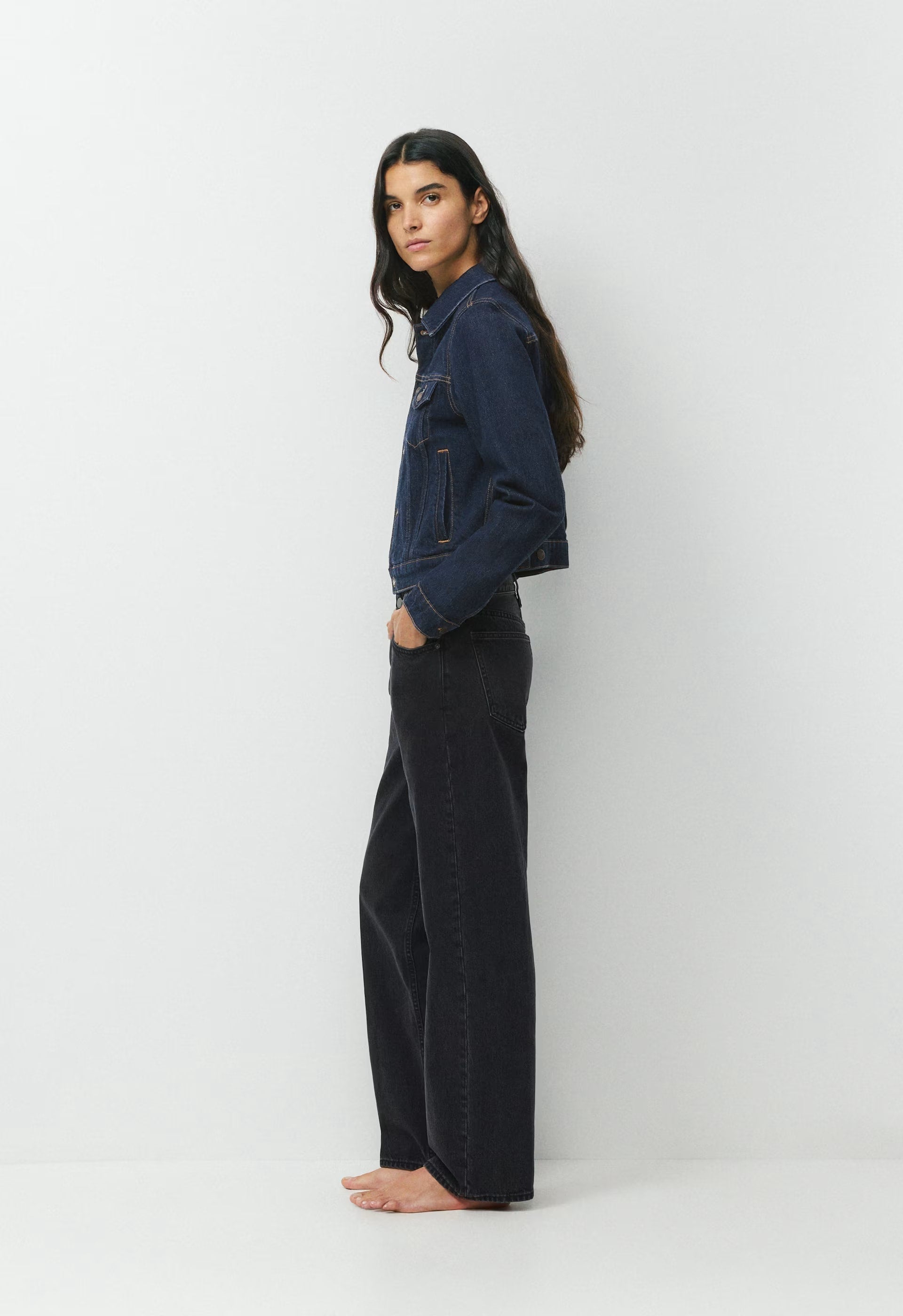 Denim Forum Toni Shrunken Denim Jacket - NO-STRESS DARK BLUE