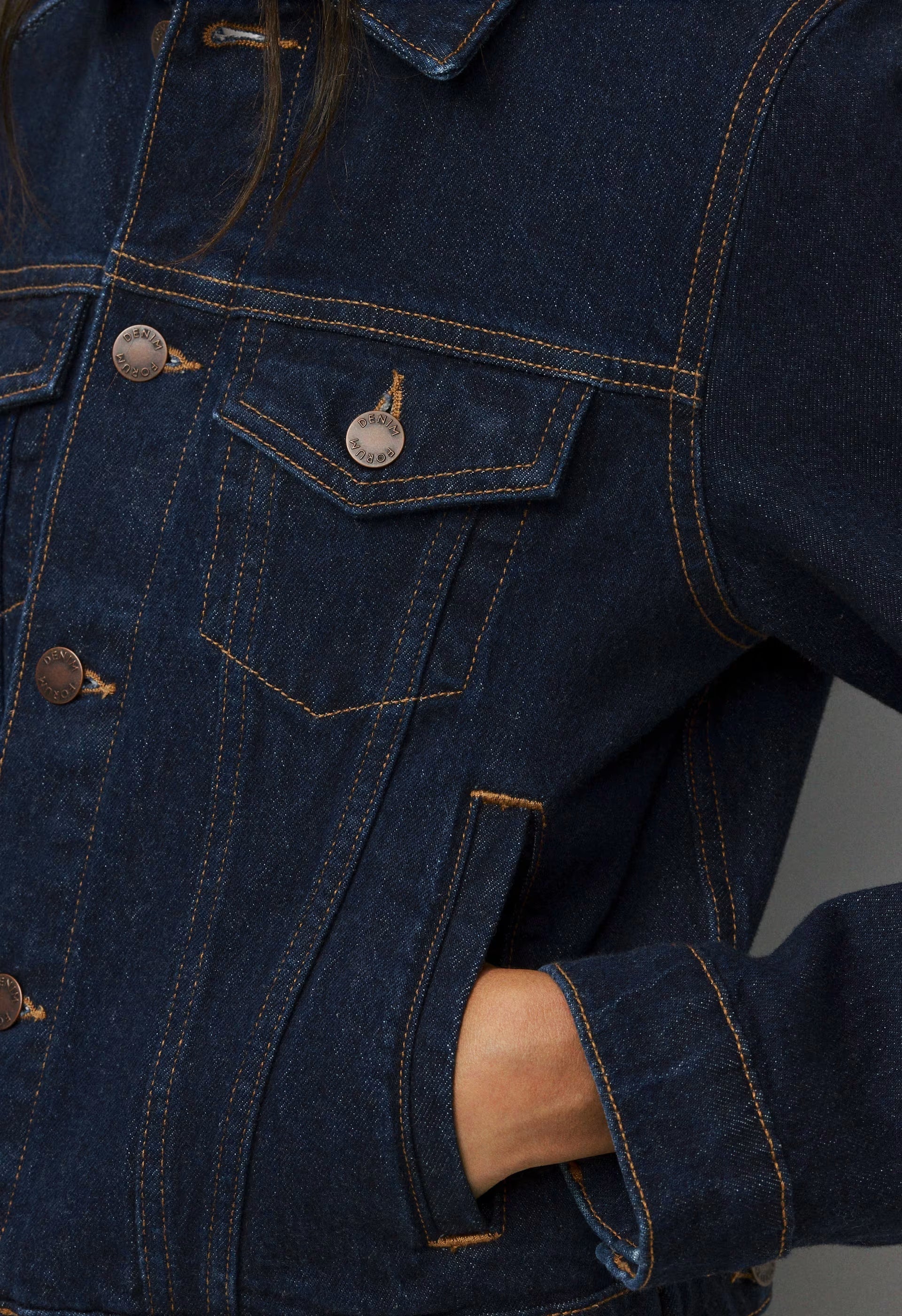Denim Forum Toni Shrunken Denim Jacket - NO-STRESS DARK BLUE