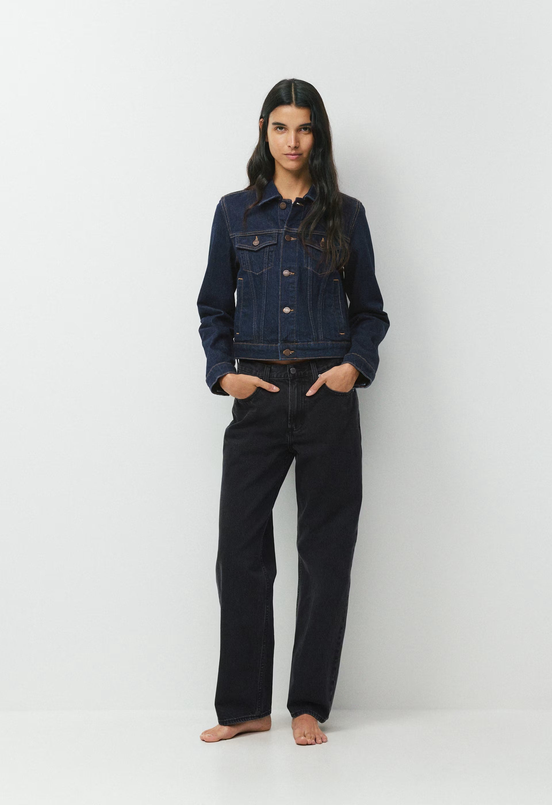 Denim Forum Toni Shrunken Denim Jacket - NO-STRESS DARK BLUE