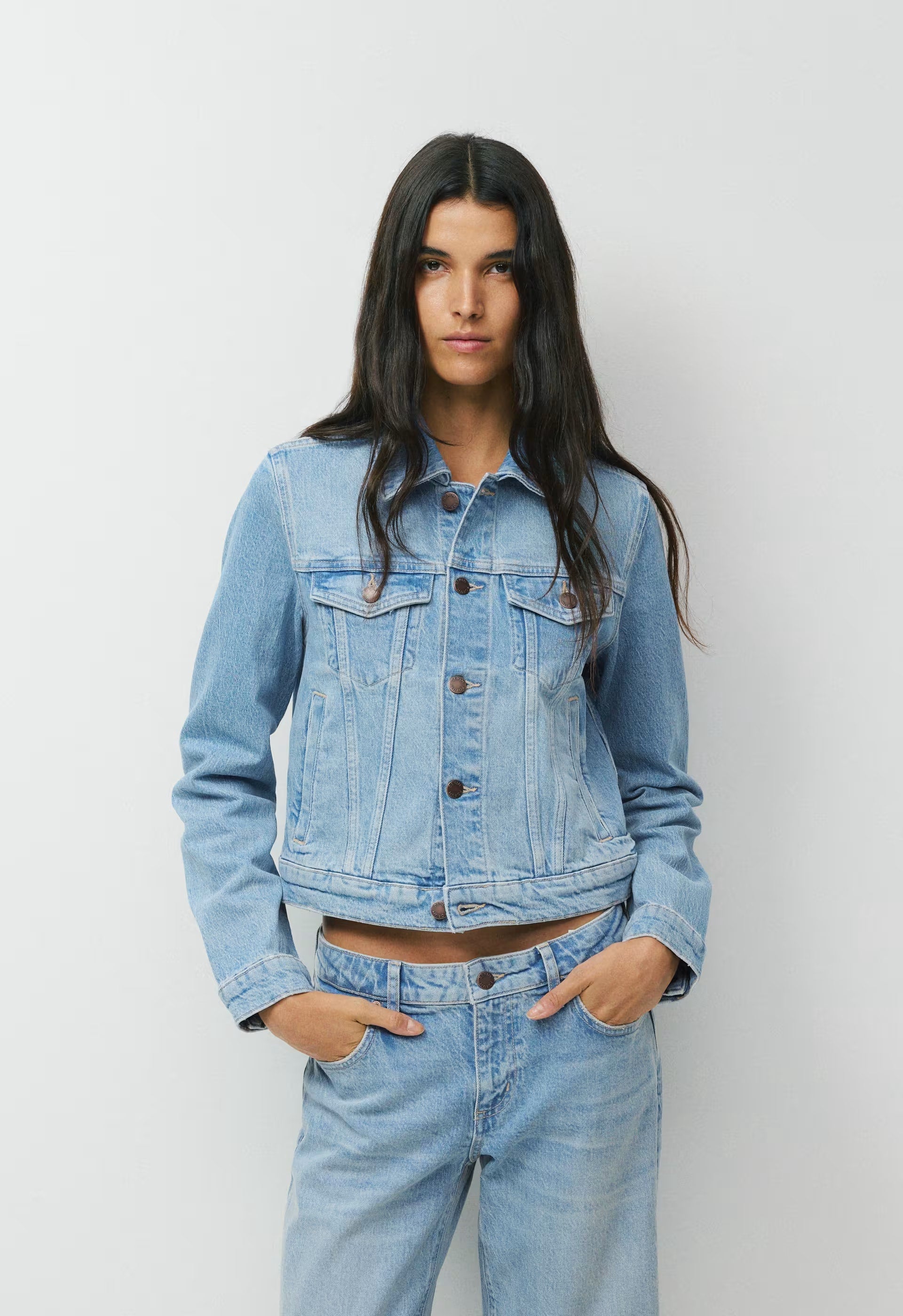 Denim Forum Toni Shrunken Denim Jacket - VINTAGE LIGHT BLUE