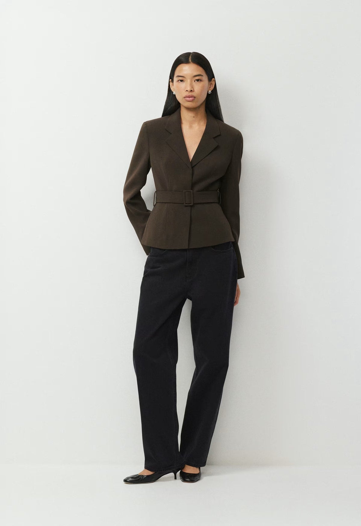 Brynn Blazer - Sway Crepe - DARK COFFEE