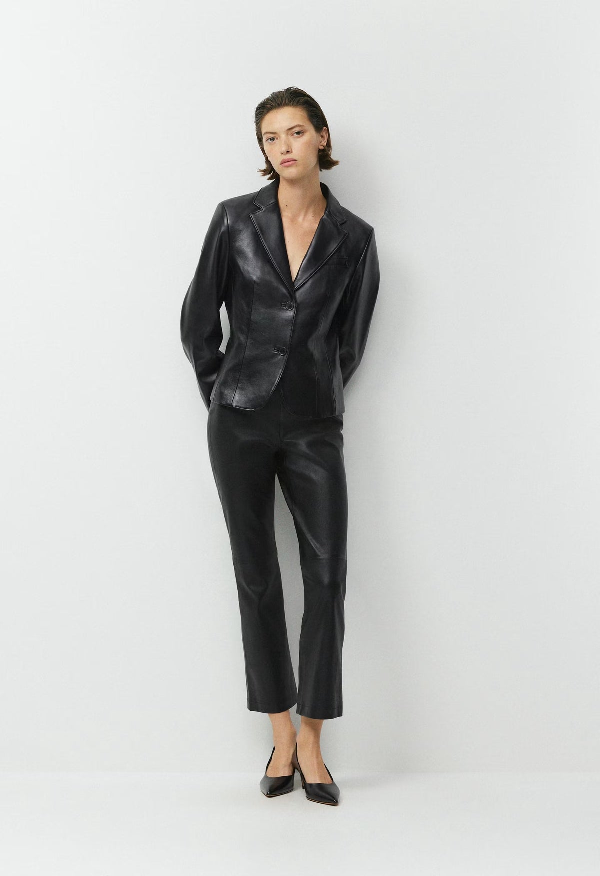 Gillian Blazer - Leather - BLACK