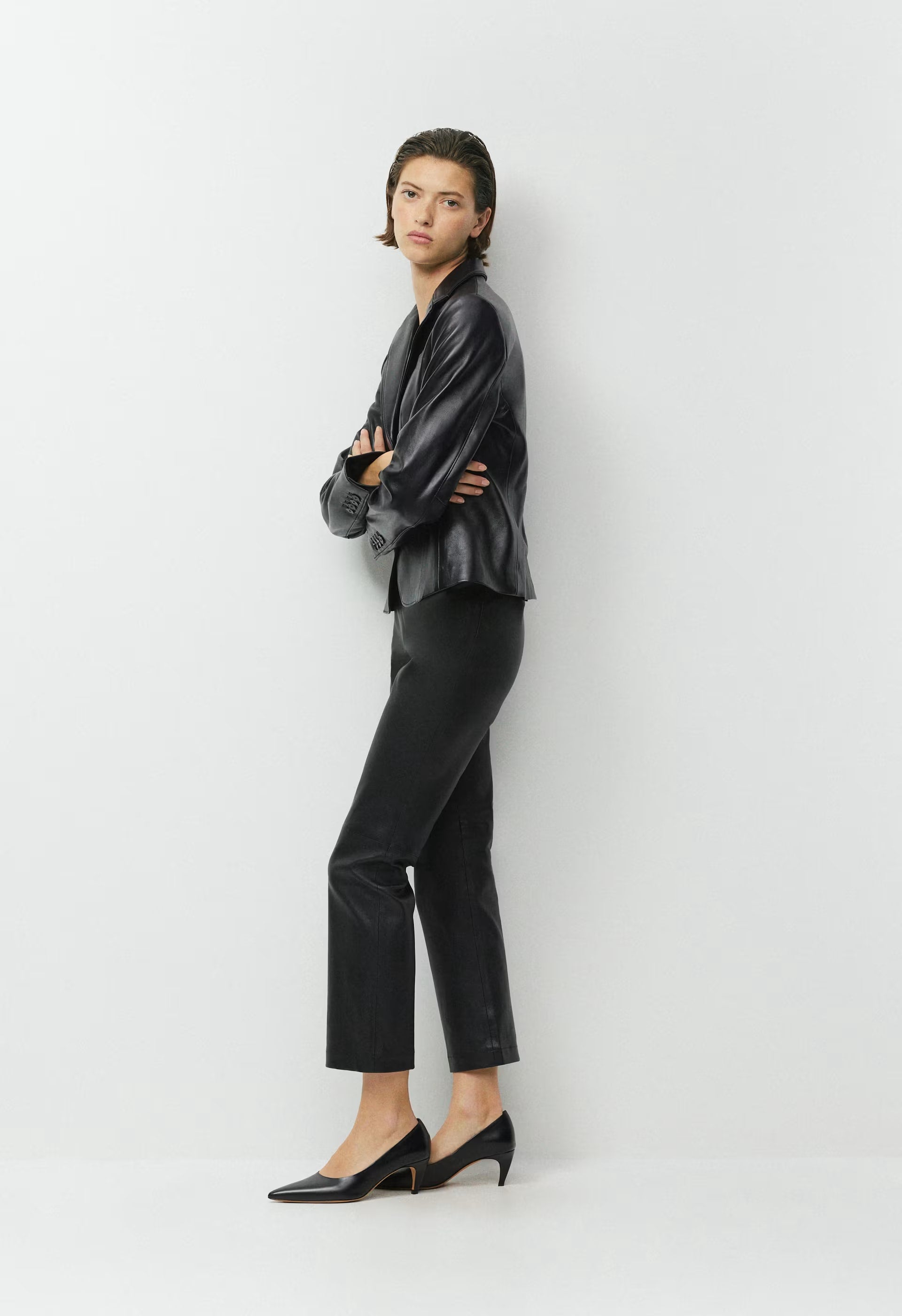 Gillian Blazer - Leather - BLACK