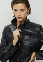 Gillian Blazer - Leather - BLACK