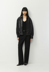 Jones Bomber - Leather - BLACK