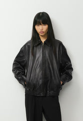 Jones Bomber - Leather - BLACK