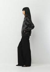 Jones Bomber - Leather - BLACK