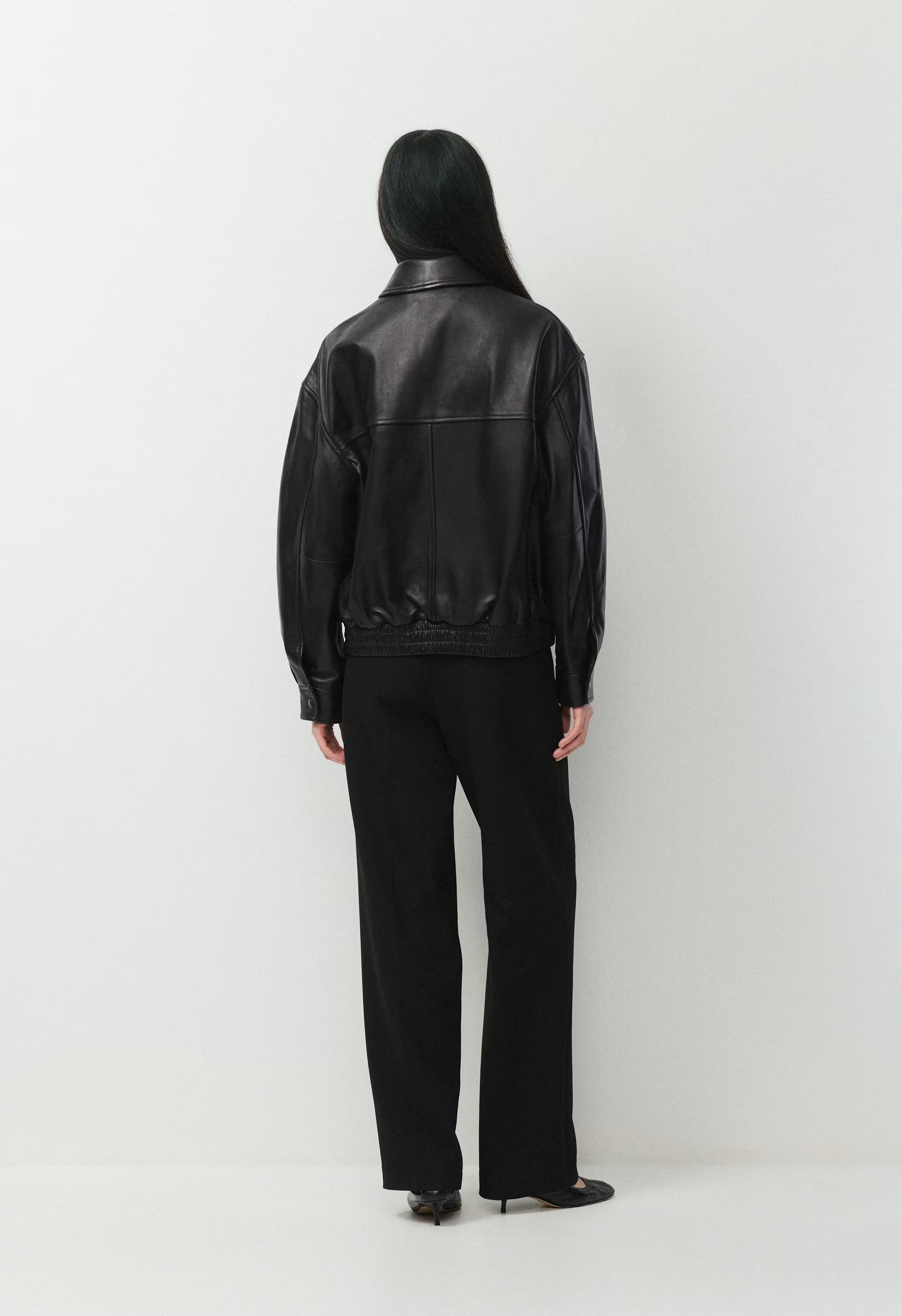 Jones Bomber - Leather - BLACK