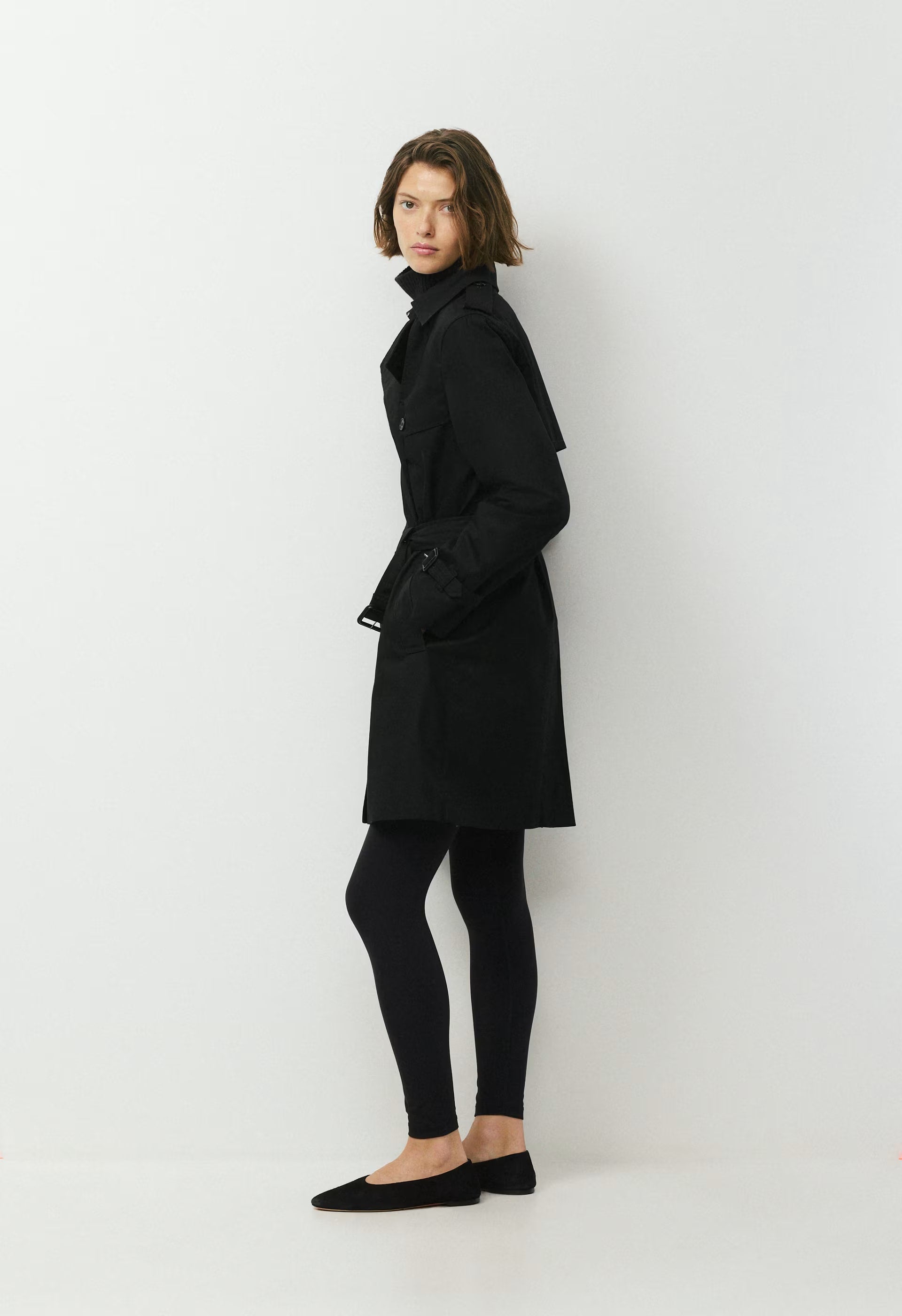 The Finch Mid Trench Coat - City Twill - BLACK