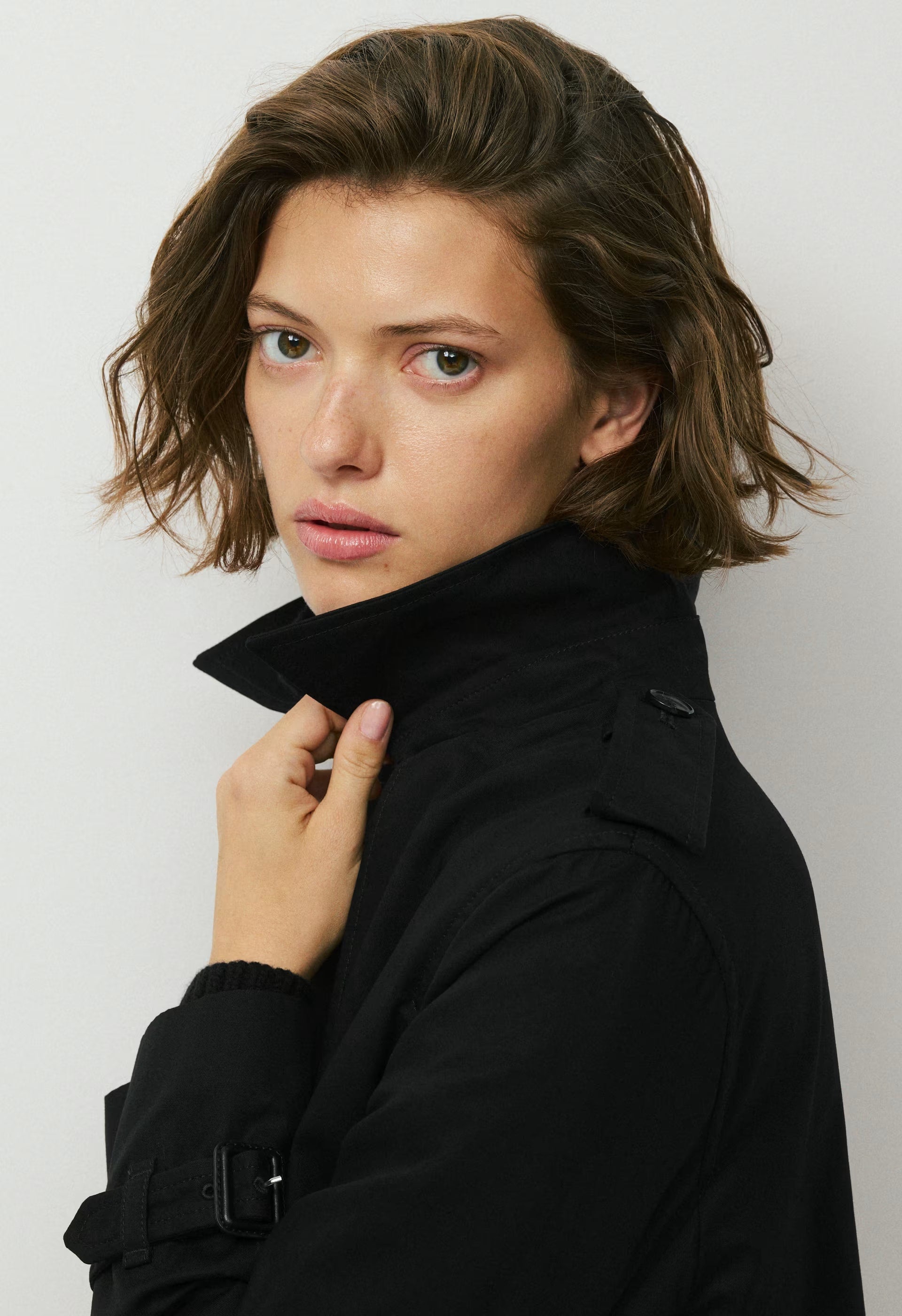The Finch Mid Trench Coat - City Twill - BLACK
