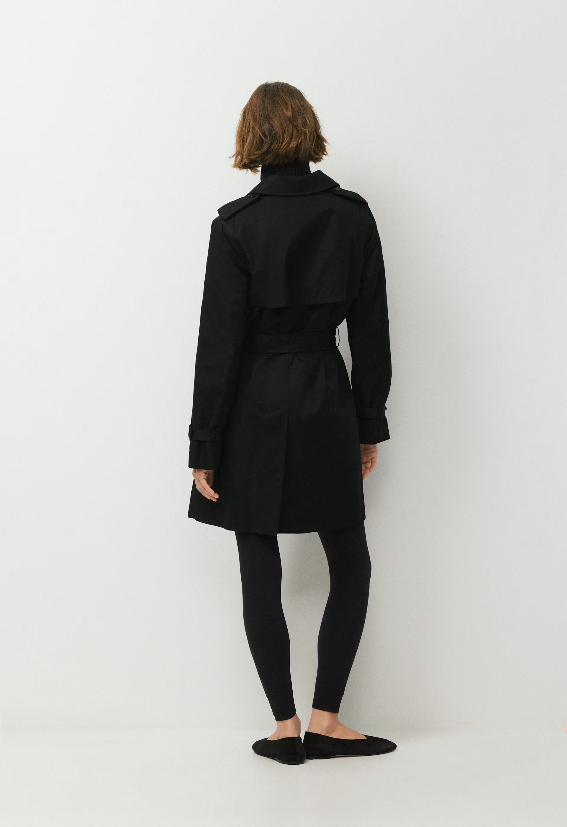 The Finch Mid Trench Coat - City Twill - BLACK