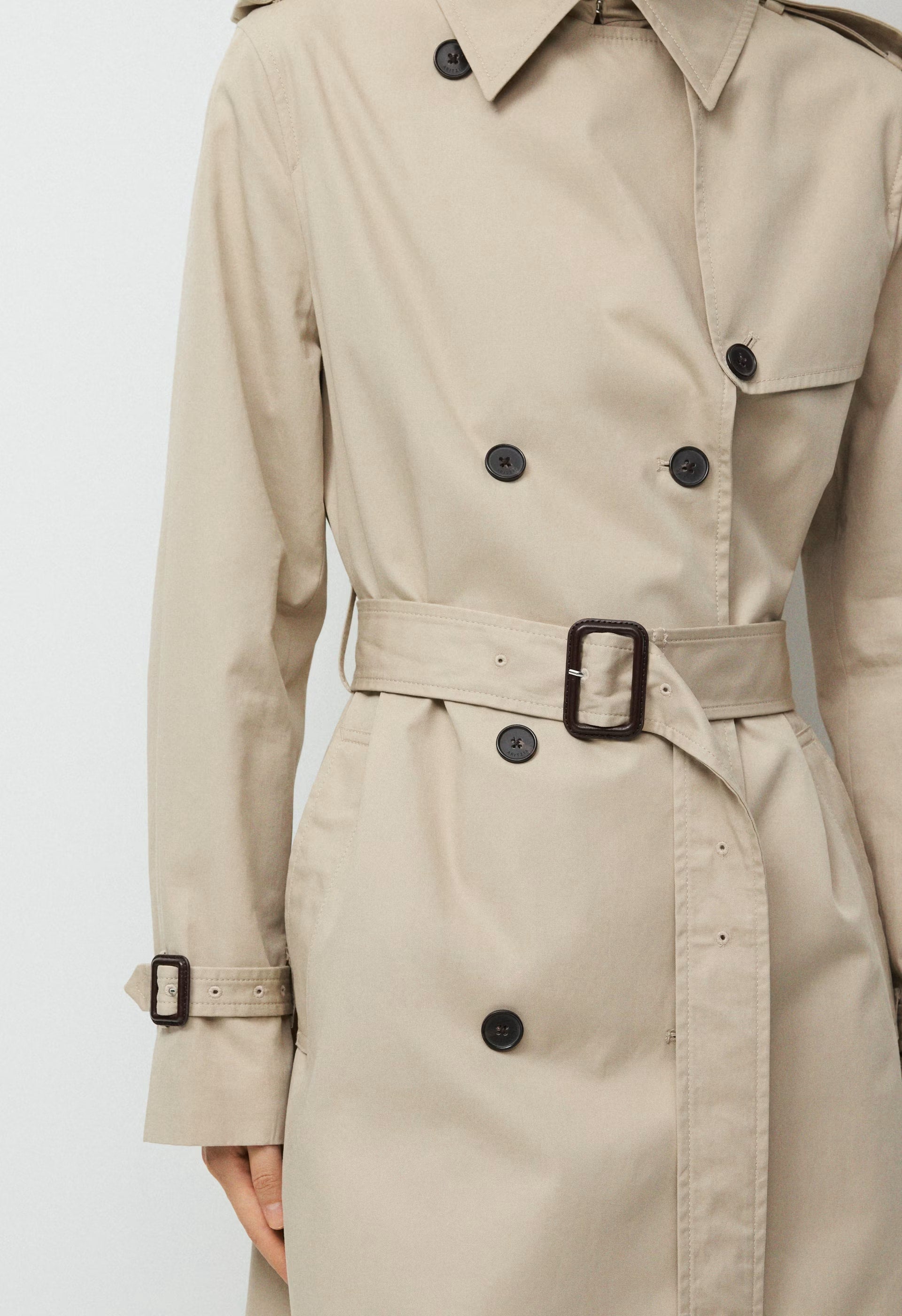 The Finch Mid Trench Coat - City Twill - MARCONA BEIGE