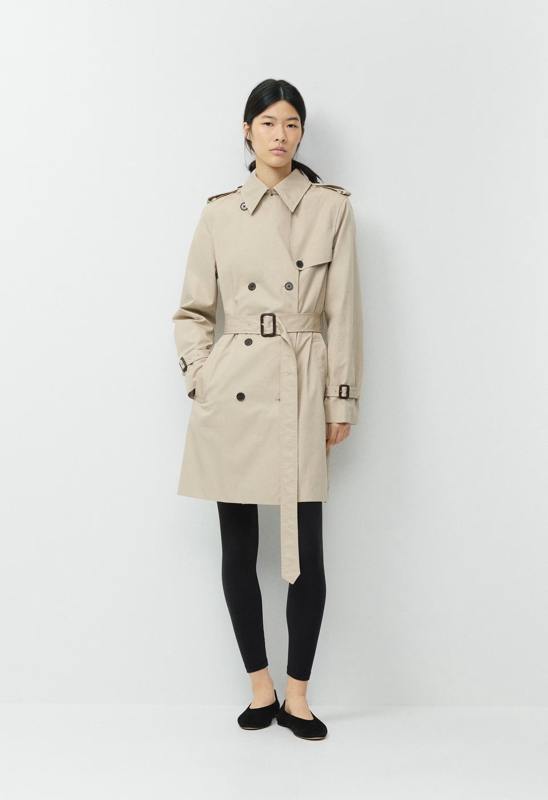 The Finch Mid Trench Coat - City Twill - MARCONA BEIGE