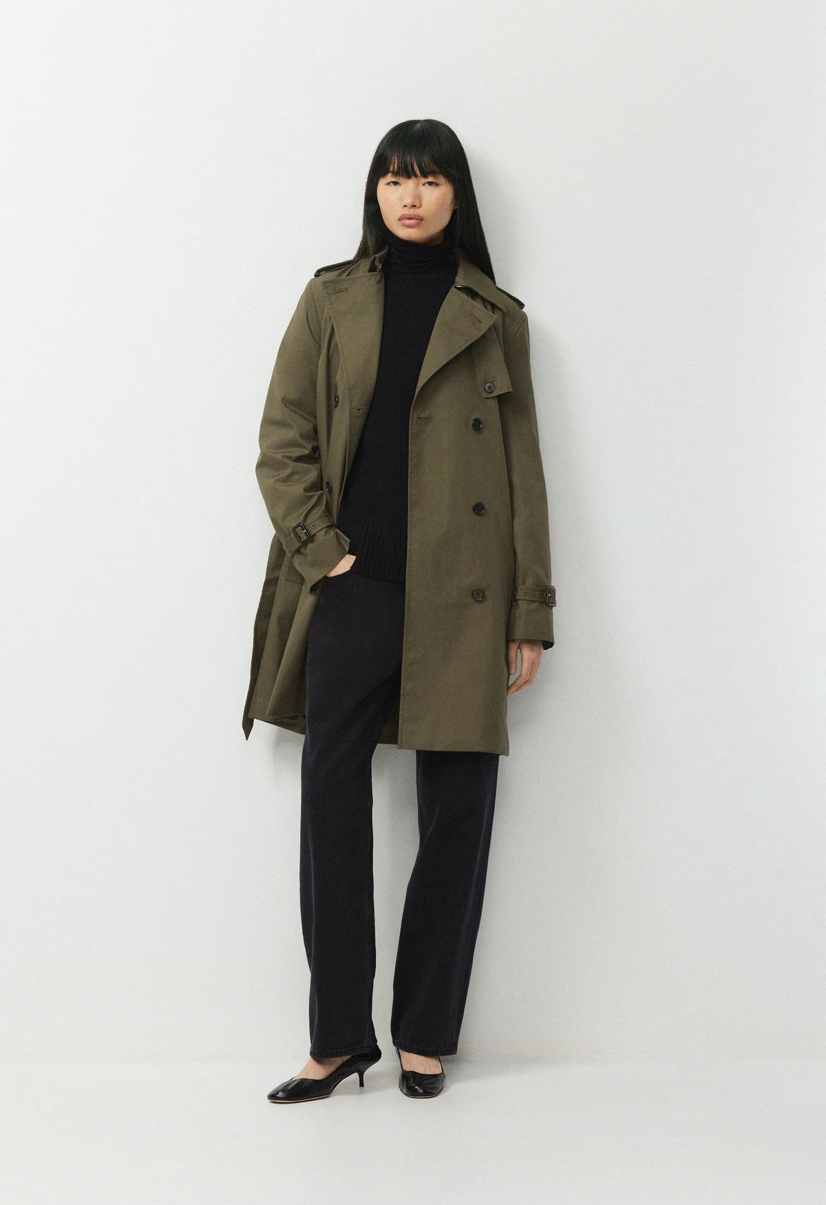 The Finch Mid Trench Coat - City Twill - ATLAS OLIVE