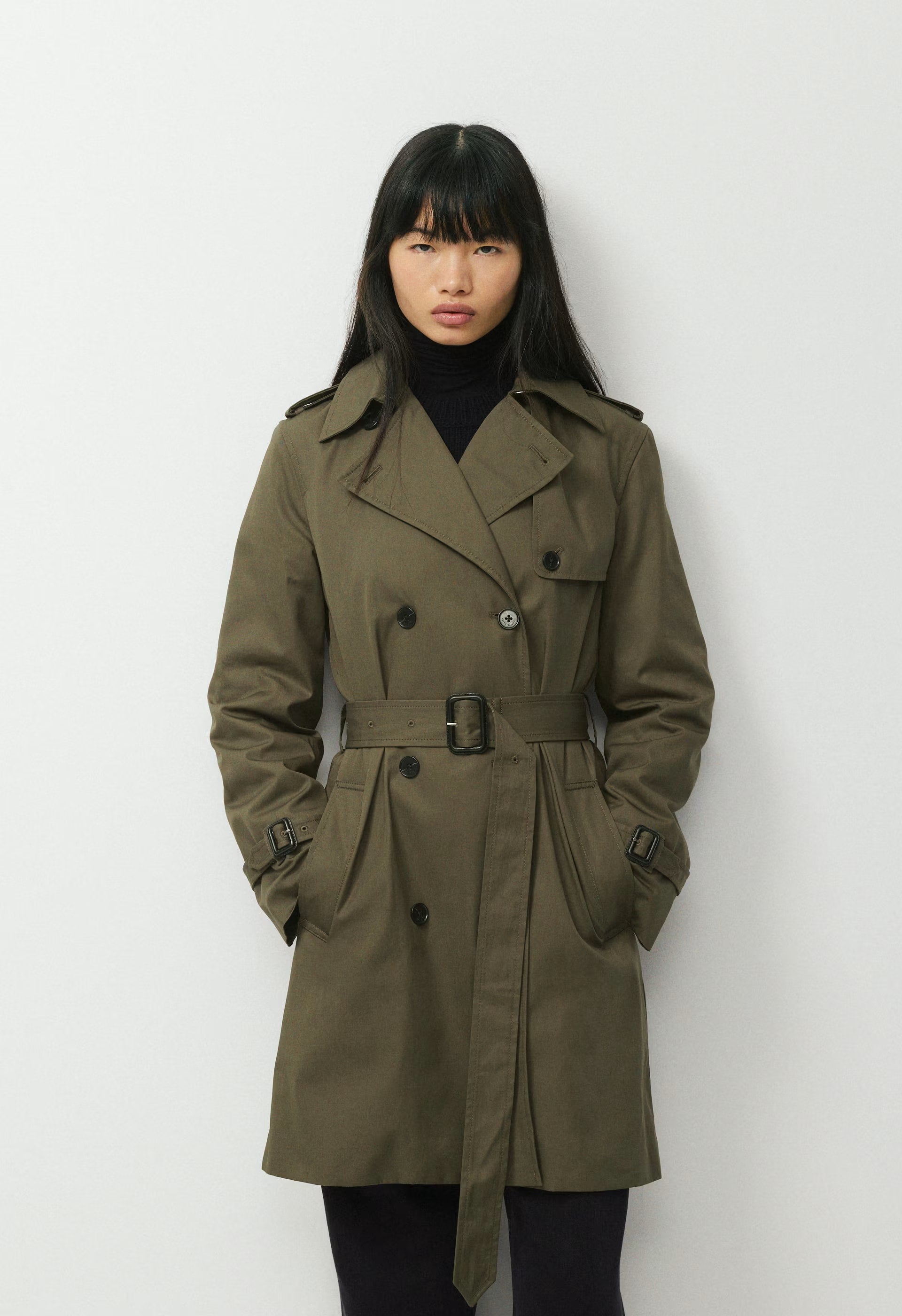 The Finch Mid Trench Coat - City Twill - ATLAS OLIVE