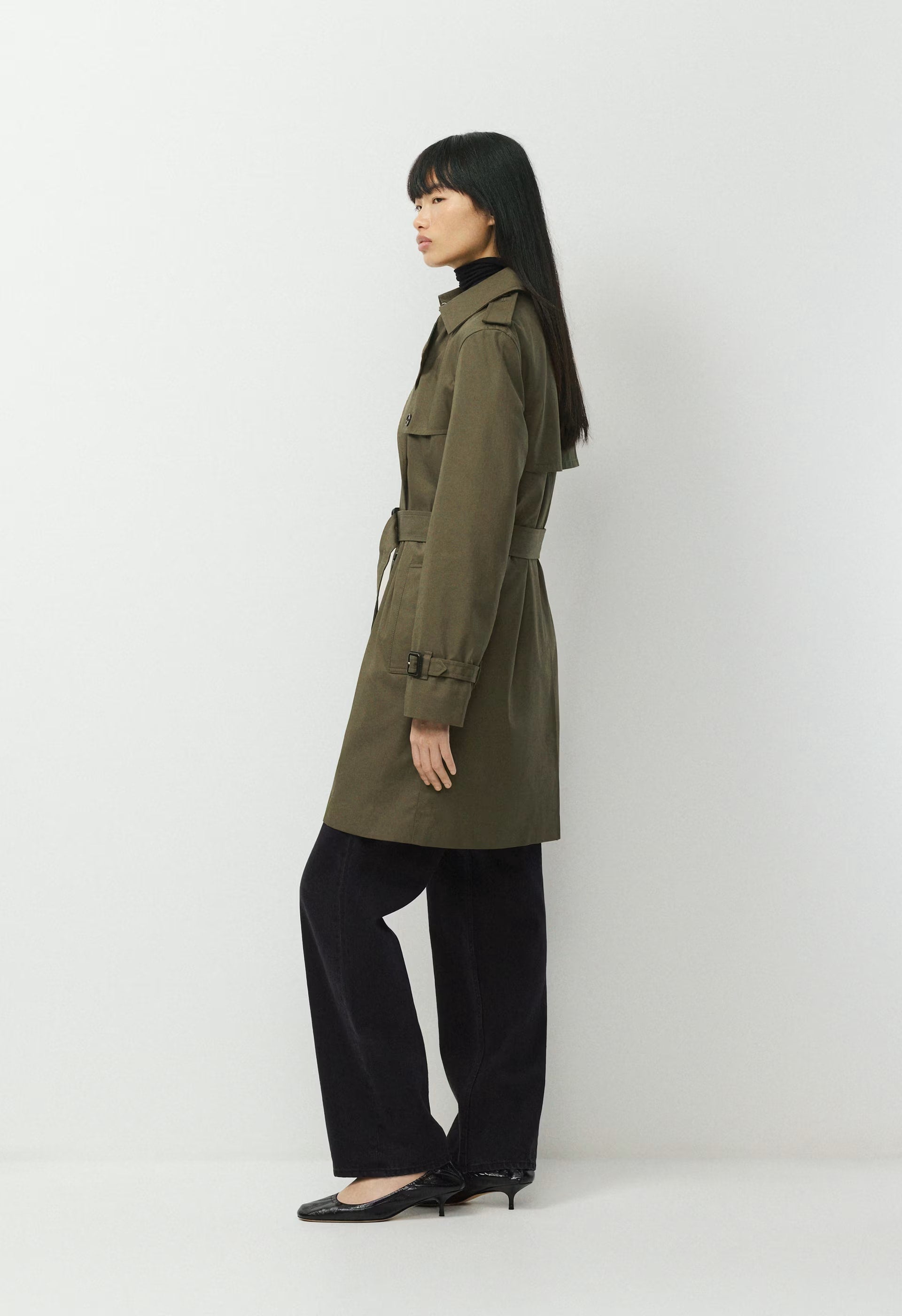 The Finch Mid Trench Coat - City Twill - ATLAS OLIVE