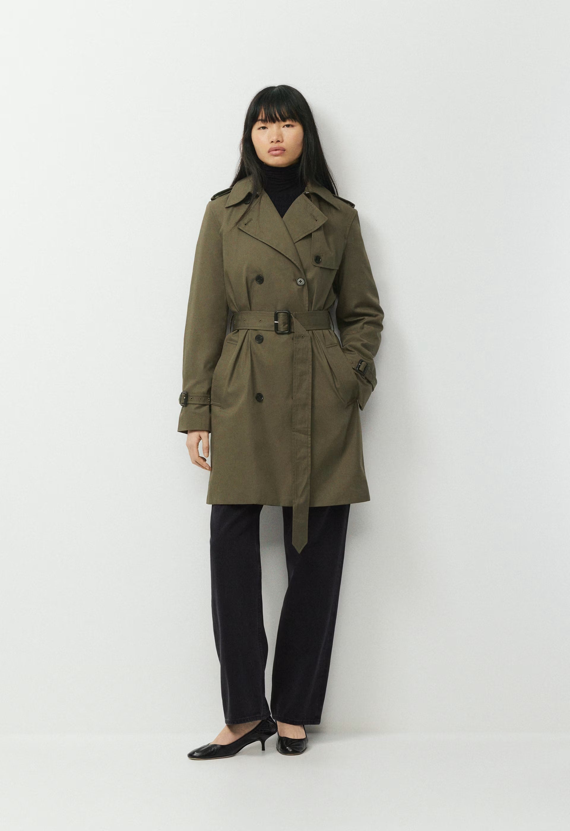 The Finch Mid Trench Coat - City Twill - ATLAS OLIVE