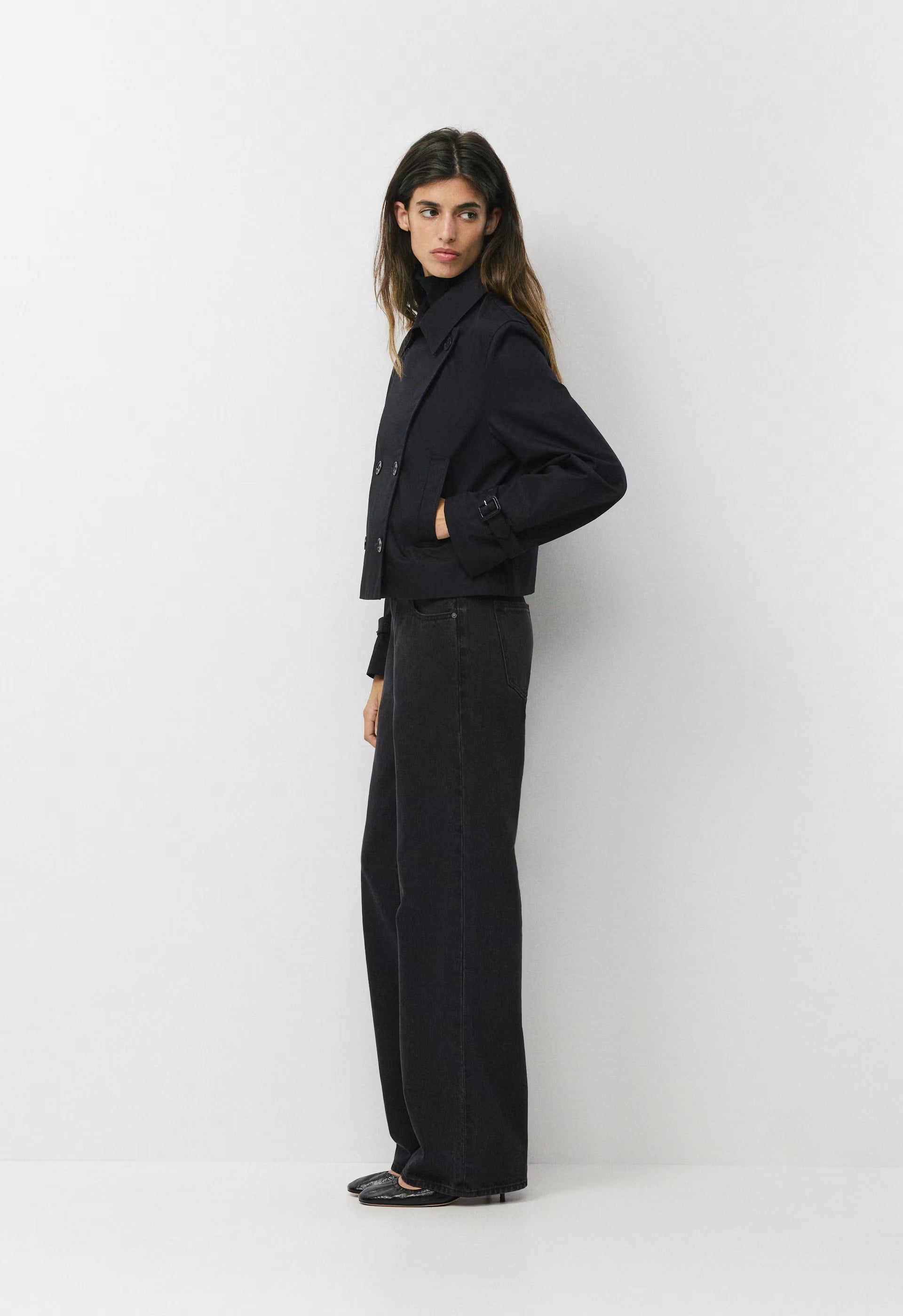The Esquire Short Trench Coat - City Twill - BLACK