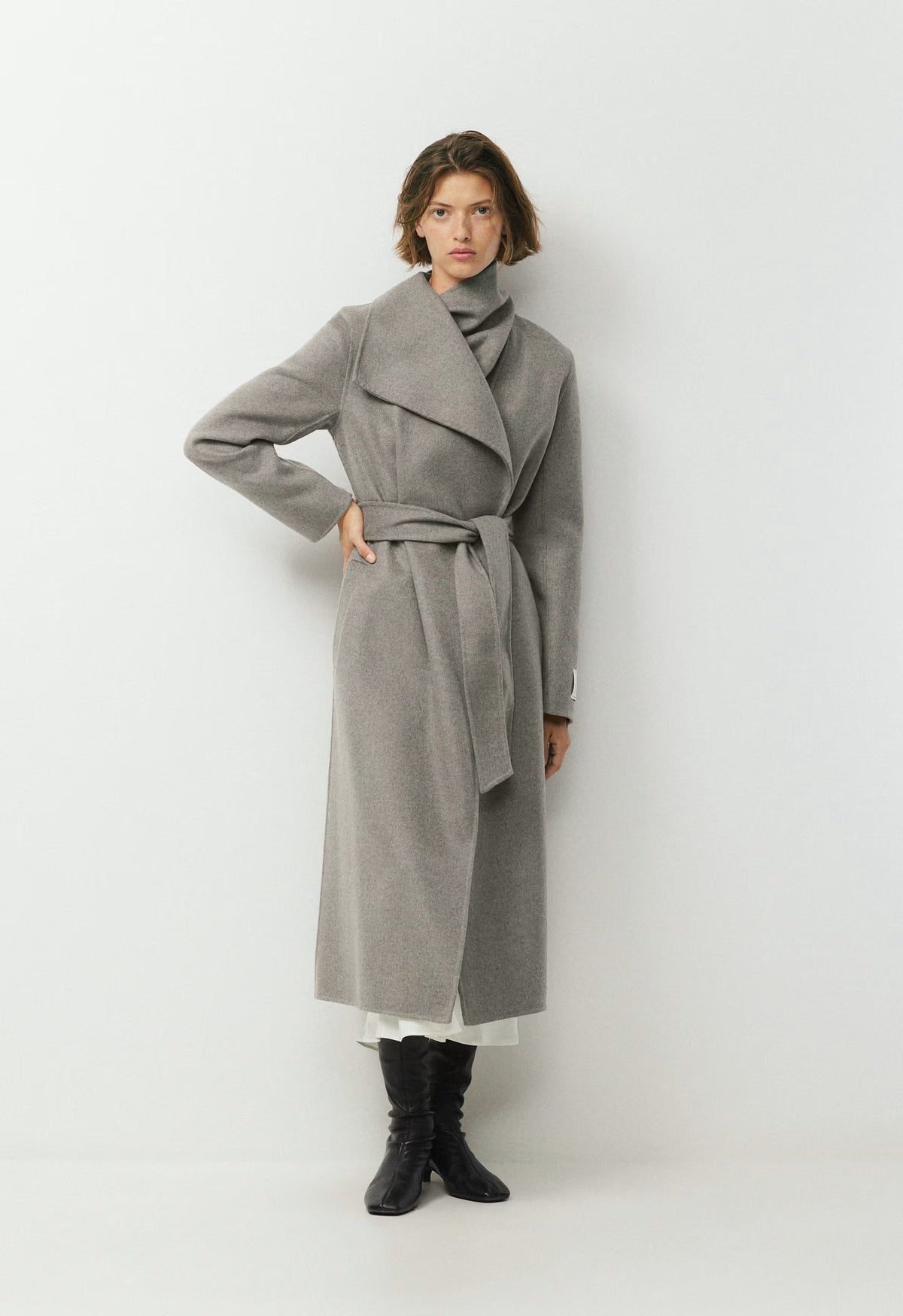 The Portfolio Double-Faced Coat - Luxe (Re)Wool - HEATHER DARK TAUPE