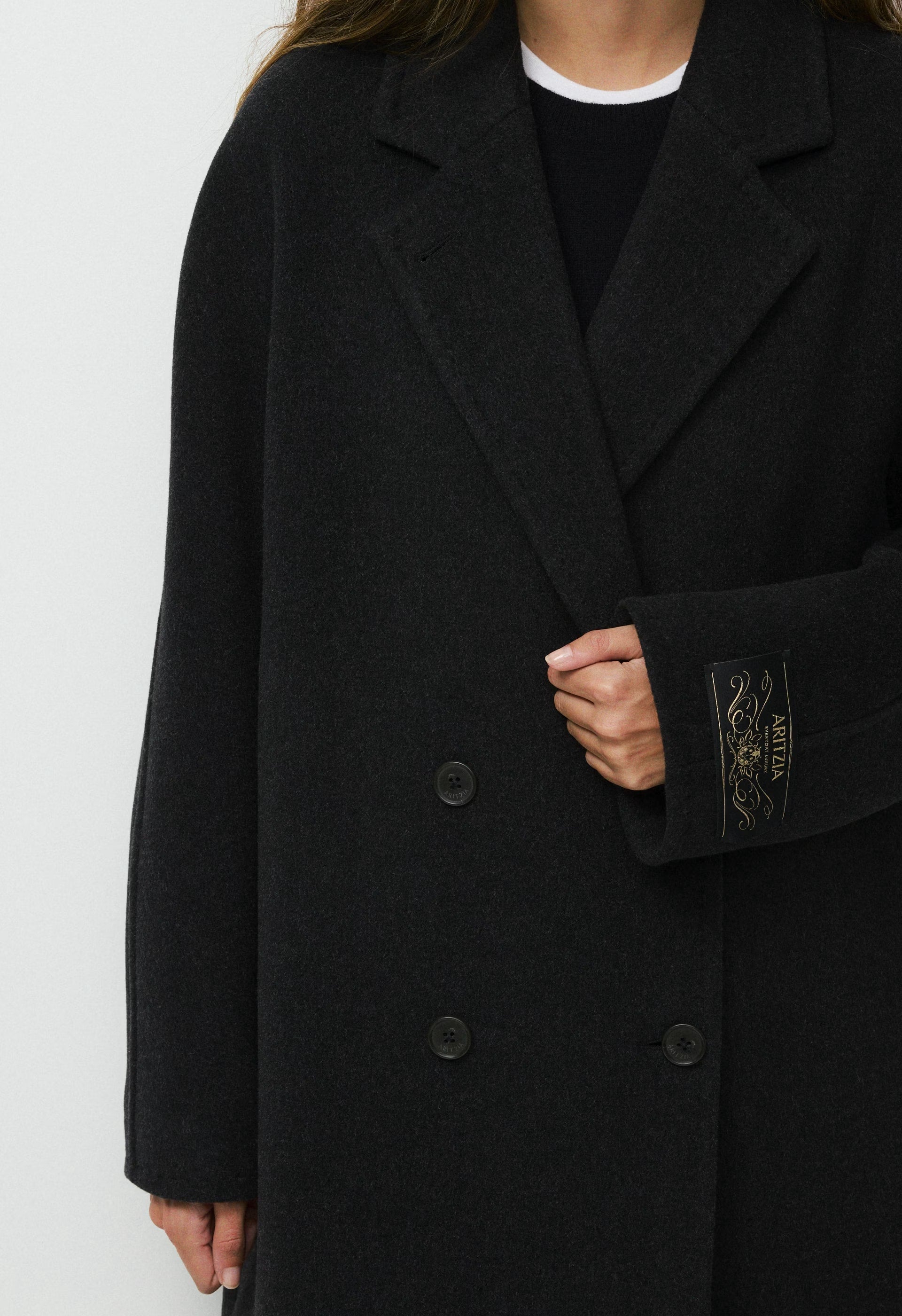 The Slouch™ Coat - Soft Wool Cashmere - HEATHER BLACK