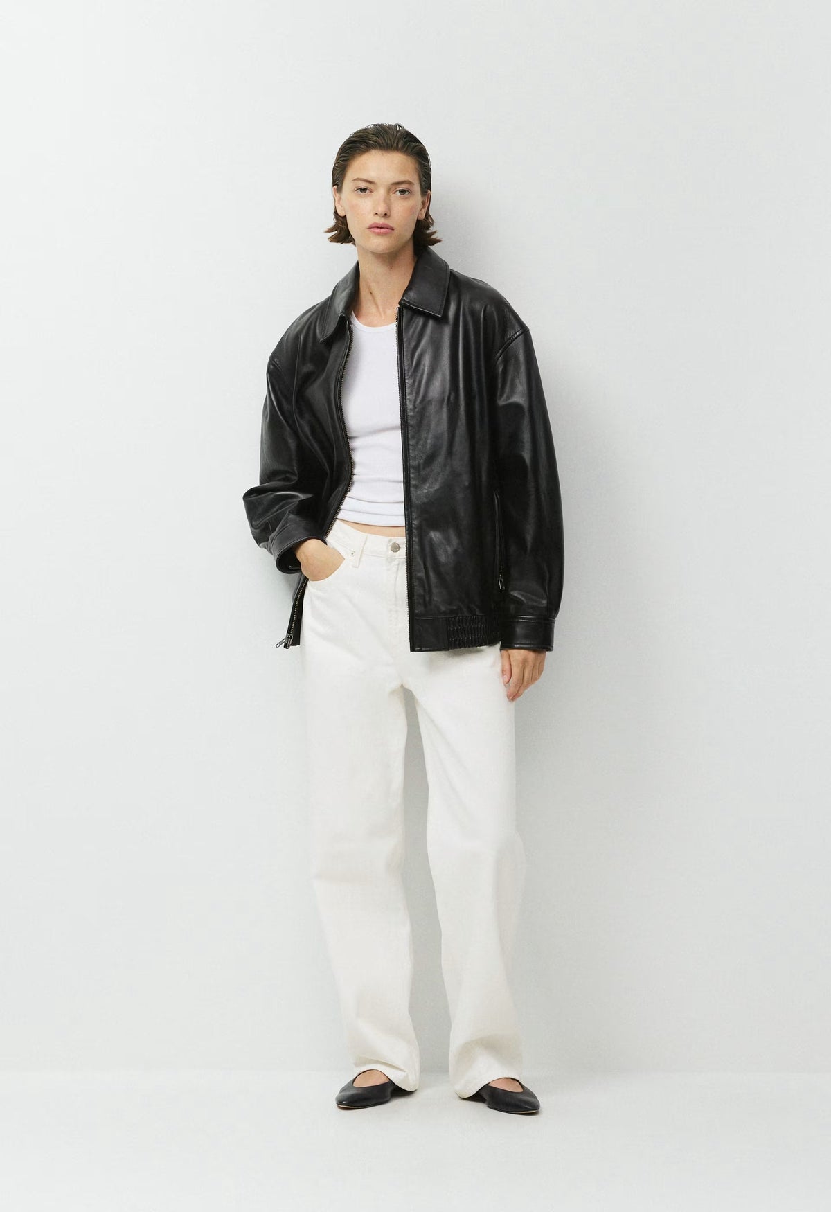 Jones Bomber - Leather - BLACK