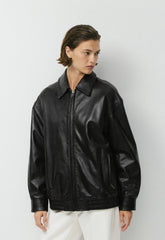Jones Bomber - Leather - BLACK