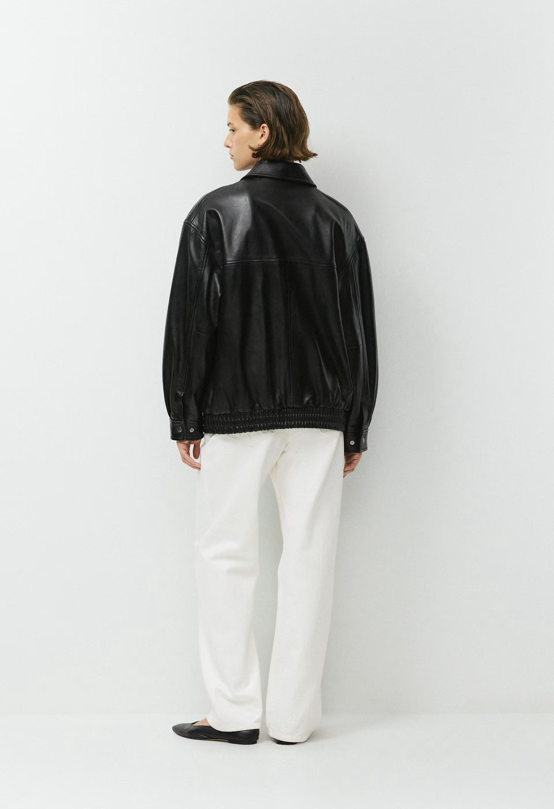 Jones Bomber - Leather - BLACK