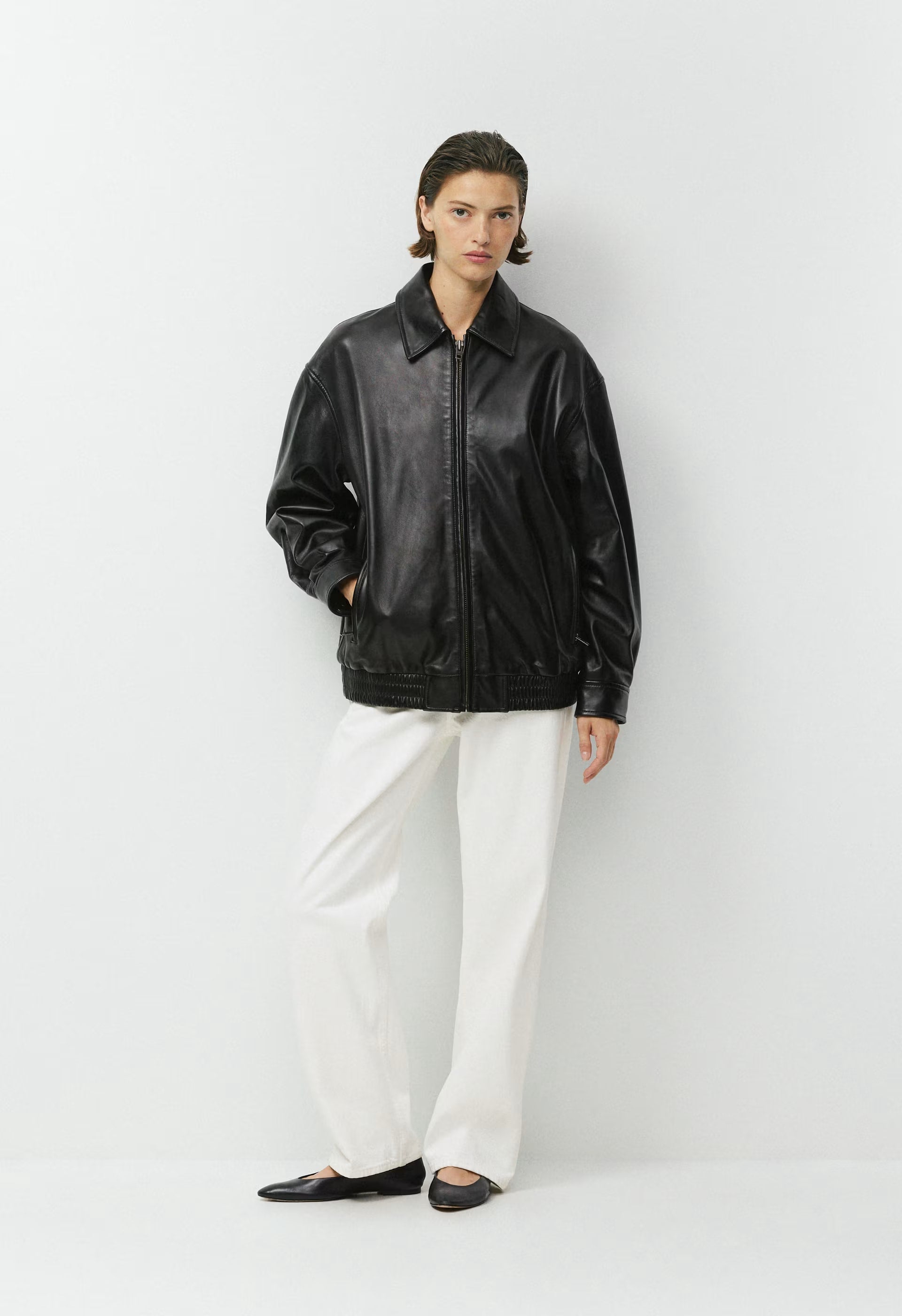 Jones Bomber - Leather - BLACK