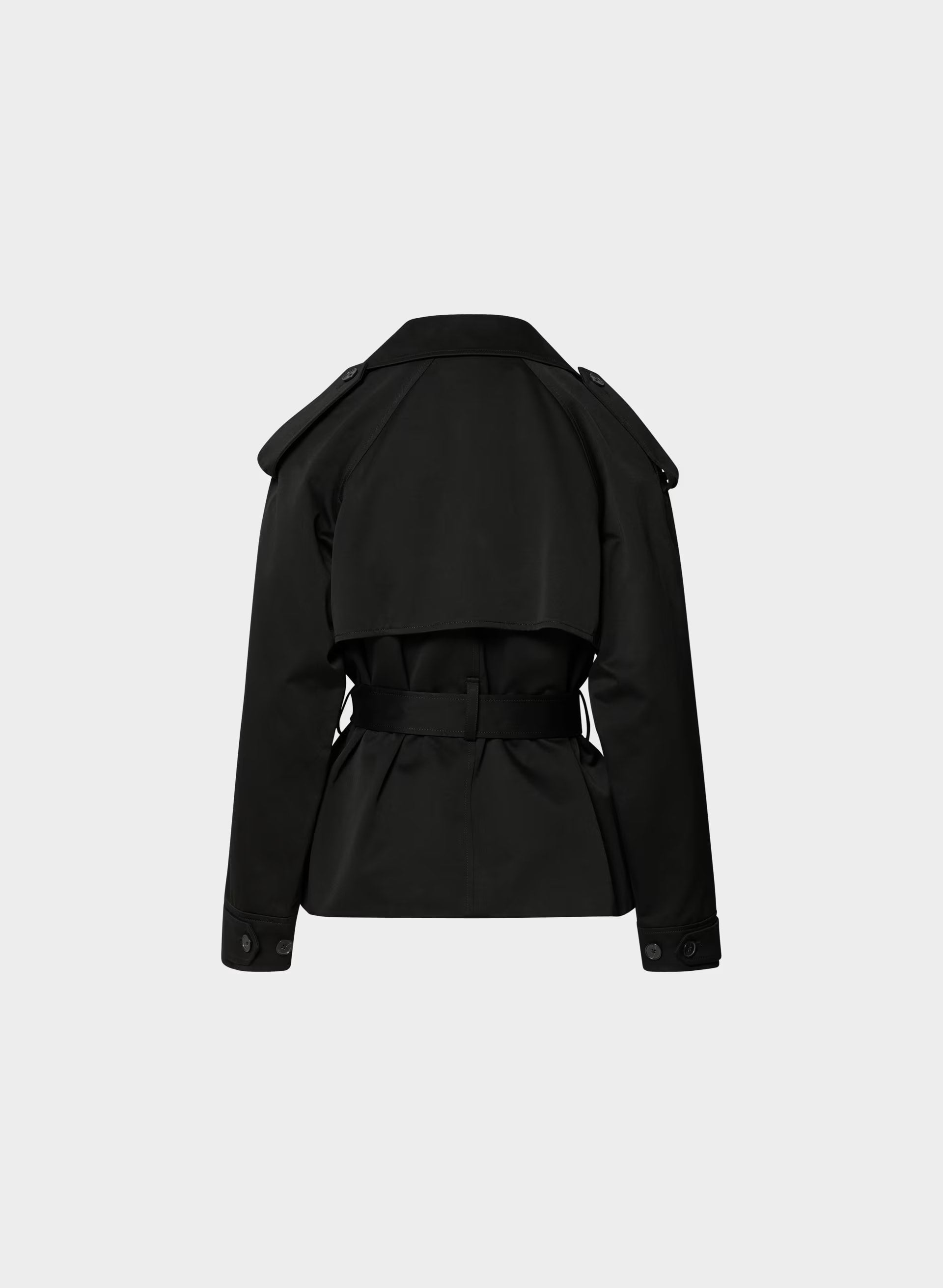 The Davis Short Trench Coat - Rich Twill - BLACK