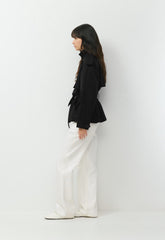 The Davis Short Trench Coat - Rich Twill - BLACK