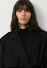 The Davis Short Trench Coat - Rich Twill - BLACK
