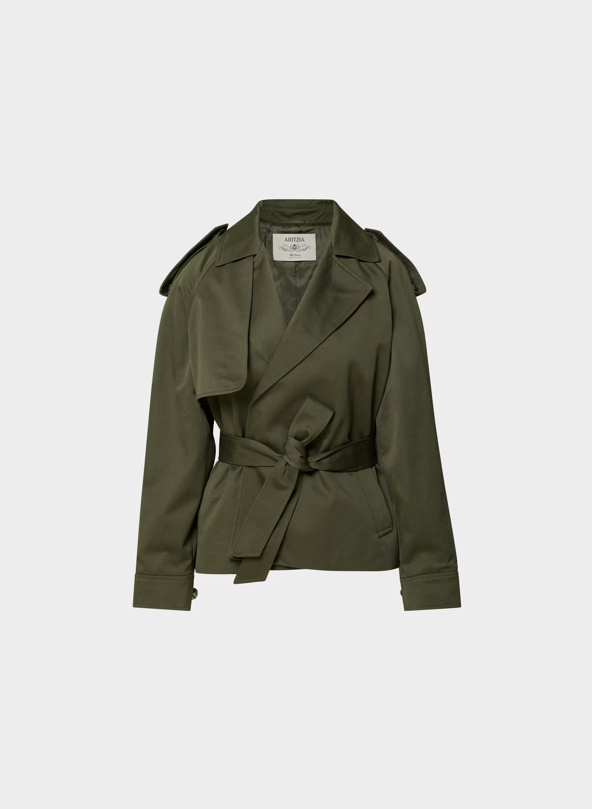 The Davis Short Trench Coat - Rich Twill - DARK OLIVE