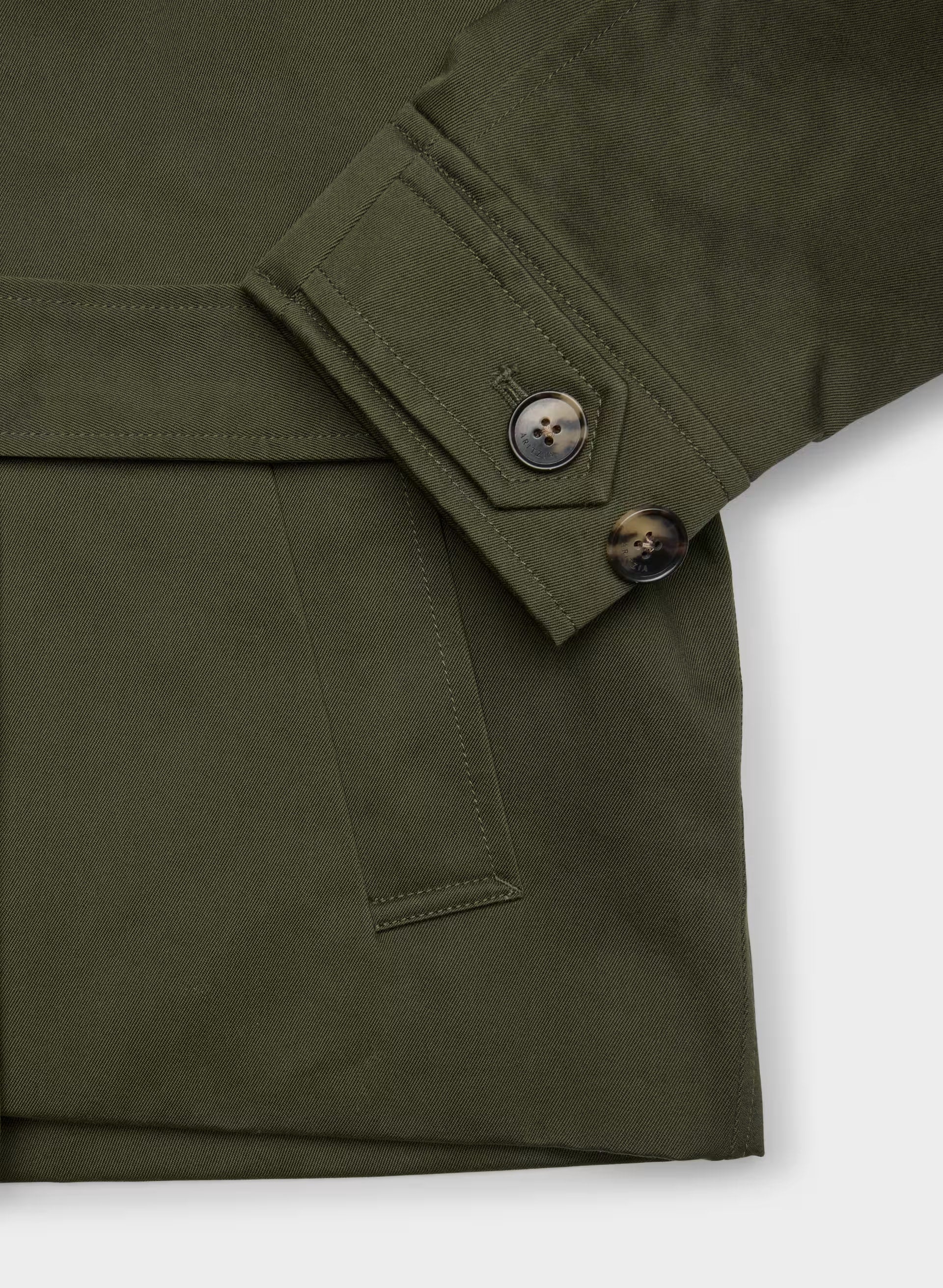 The Davis Short Trench Coat - Rich Twill - DARK OLIVE
