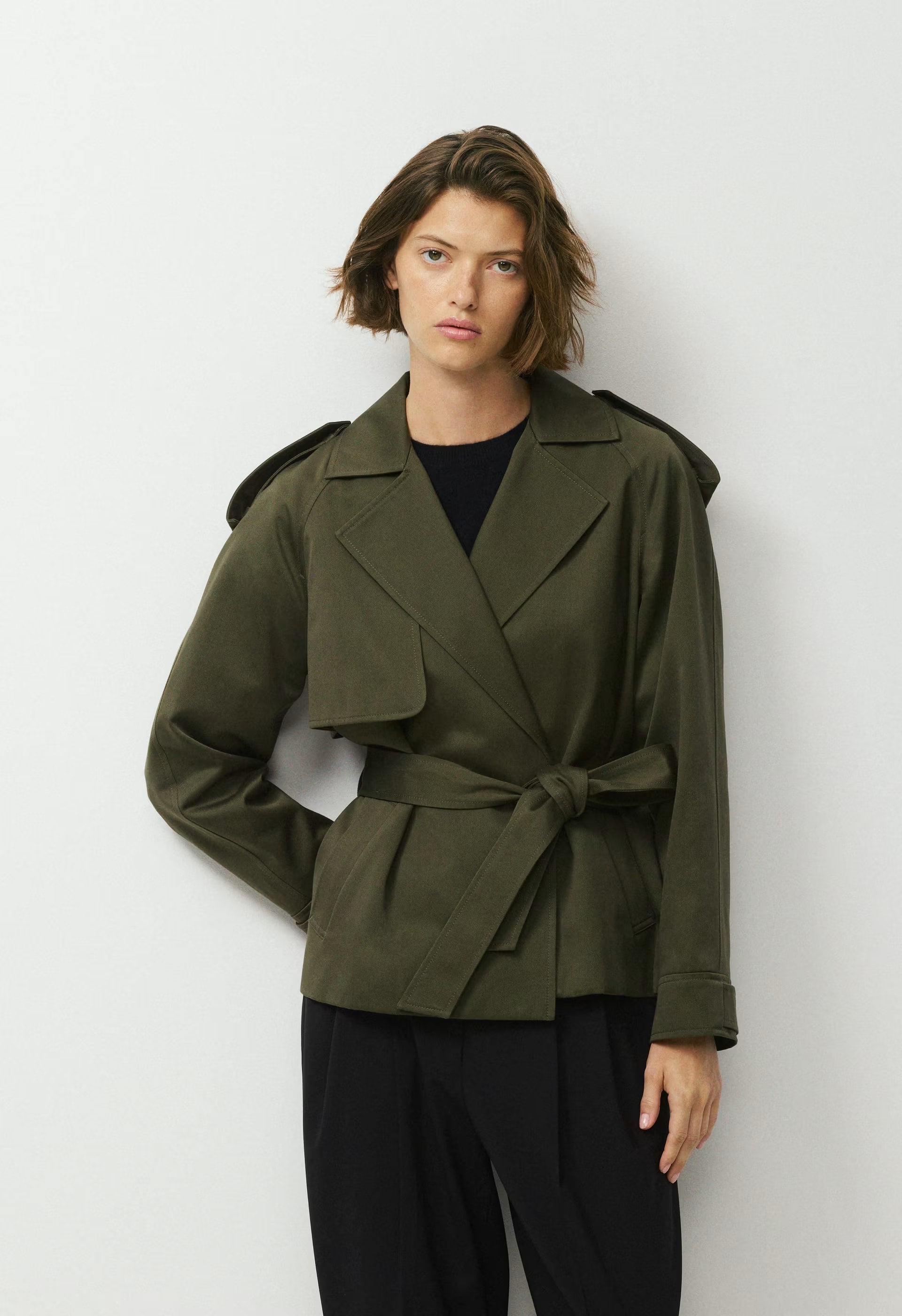The Davis Short Trench Coat - Rich Twill - DARK OLIVE