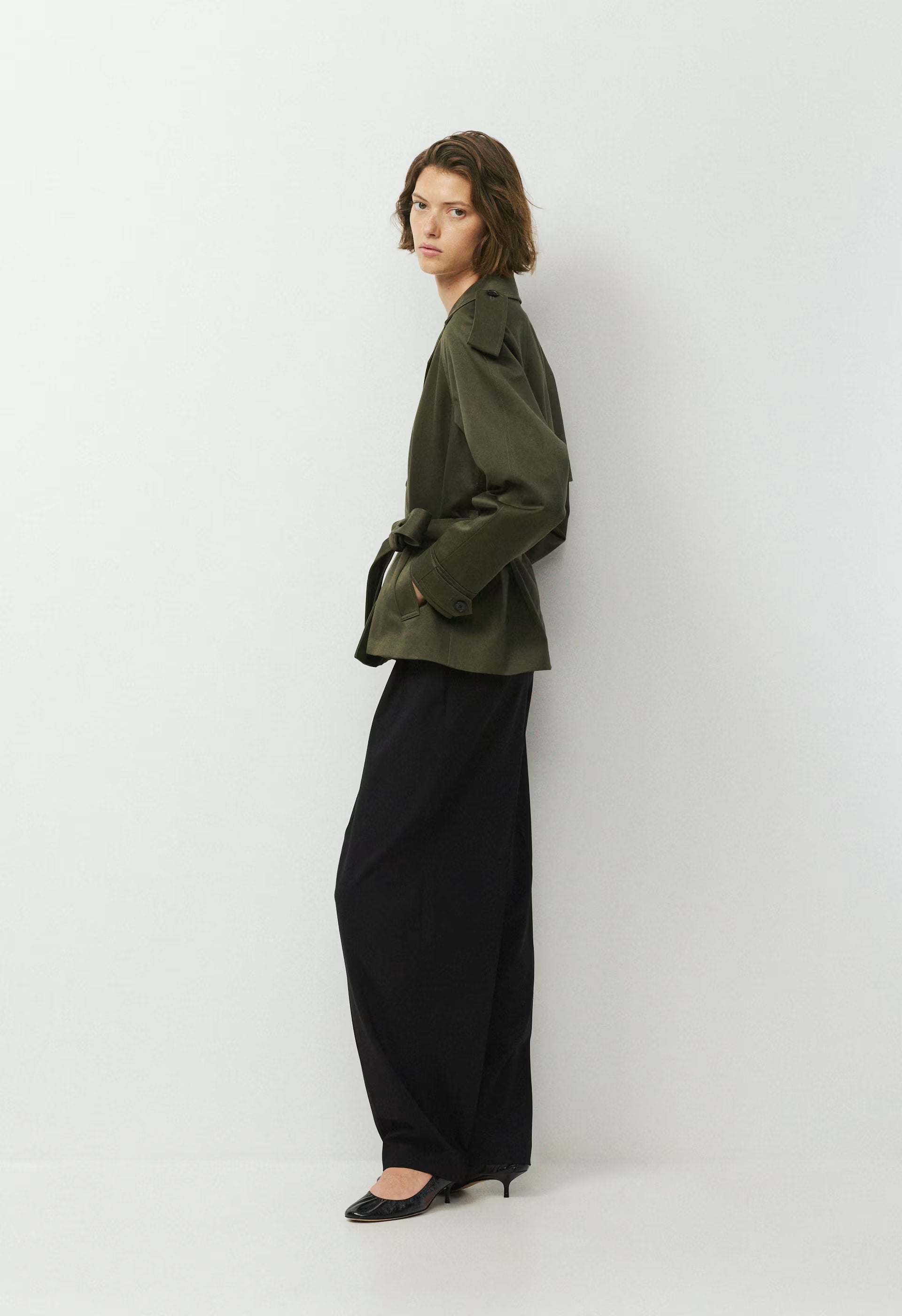 The Davis Short Trench Coat - Rich Twill - DARK OLIVE