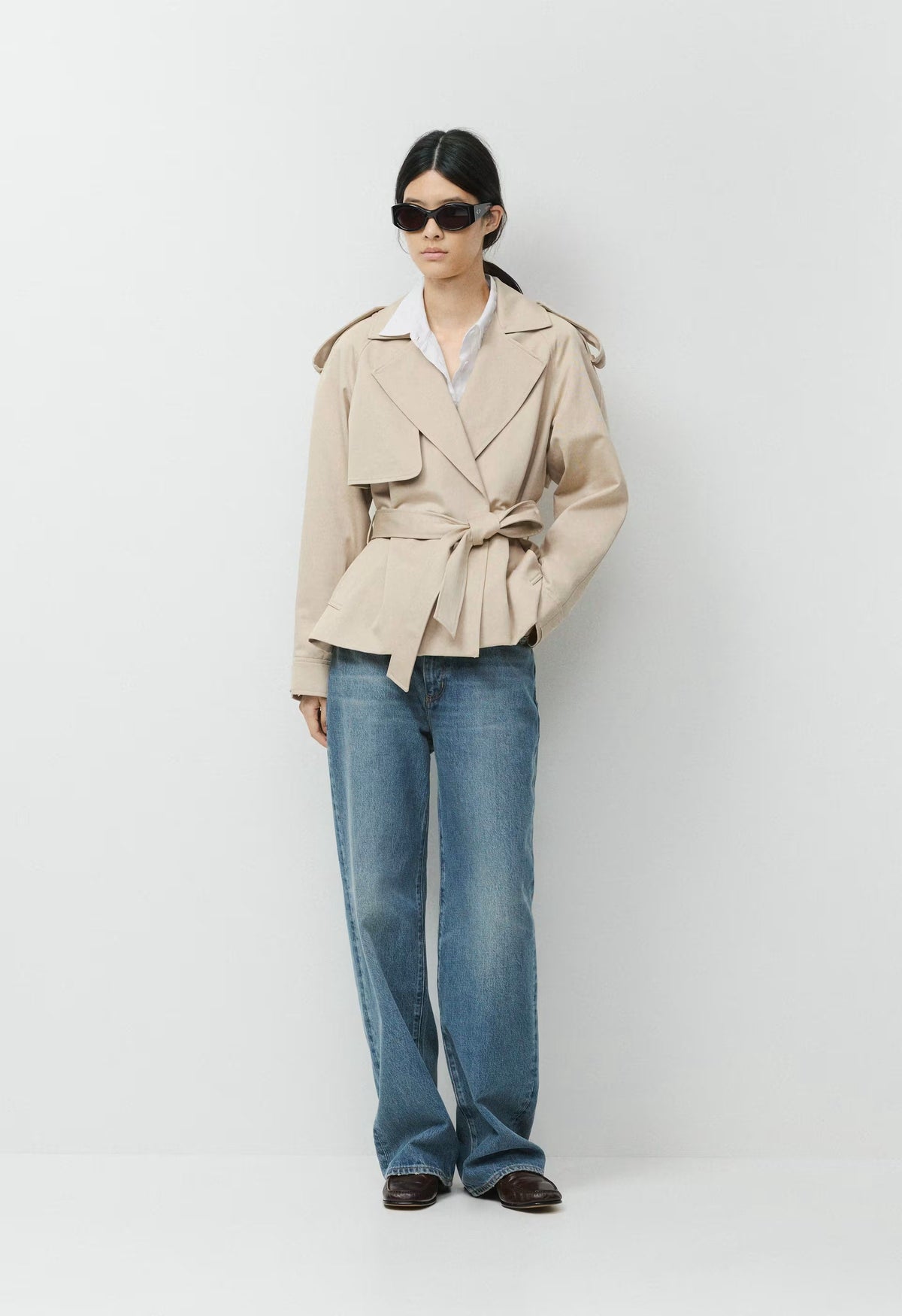 The Davis Short Trench Coat - Rich Twill - MARCONA BEIGE