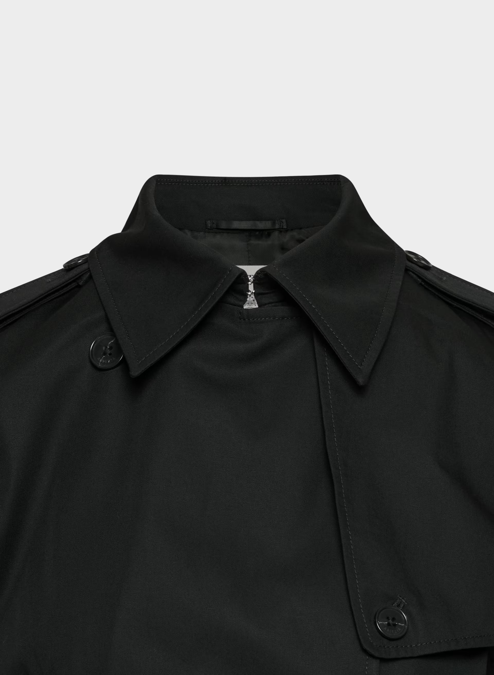 The Finch Short Trench Coat - City Twill - BLACK