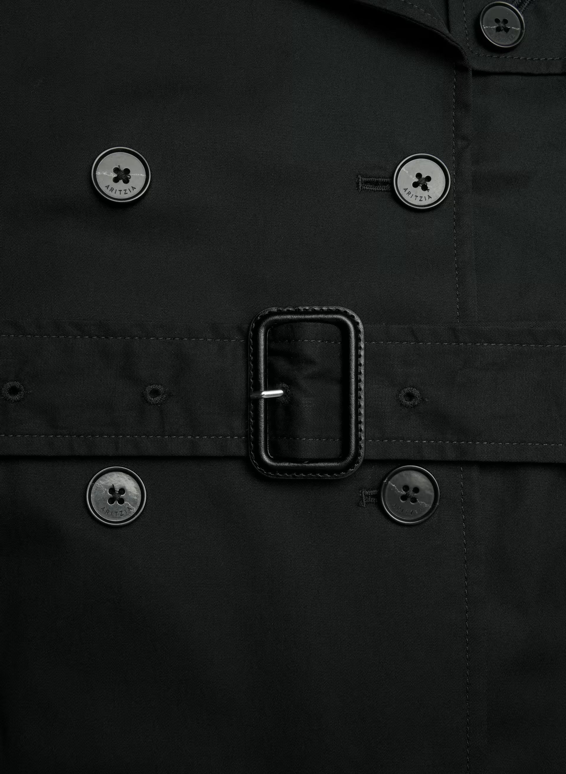 The Finch Short Trench Coat - City Twill - BLACK
