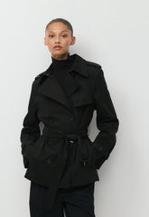 The Finch Short Trench Coat - City Twill - BLACK