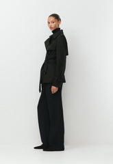 The Finch Short Trench Coat - City Twill - BLACK