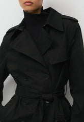 The Finch Short Trench Coat - City Twill - BLACK
