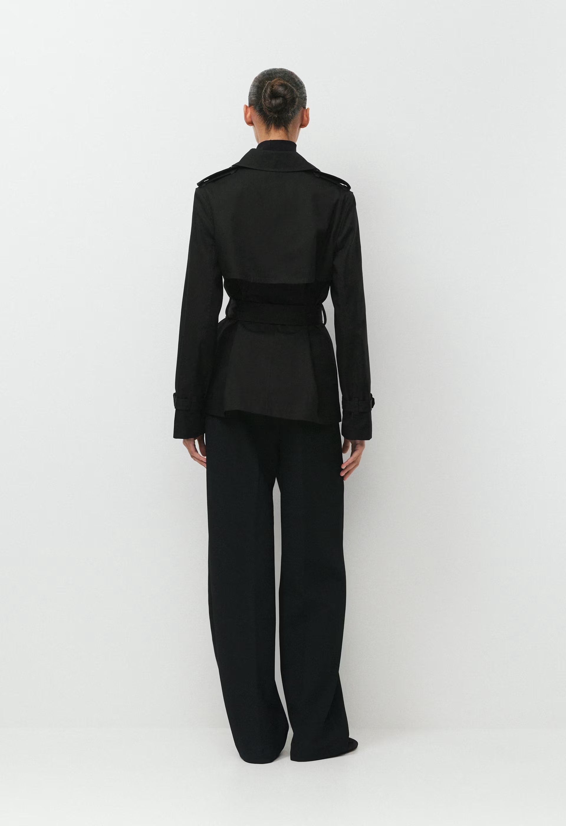 The Finch Short Trench Coat - City Twill - BLACK