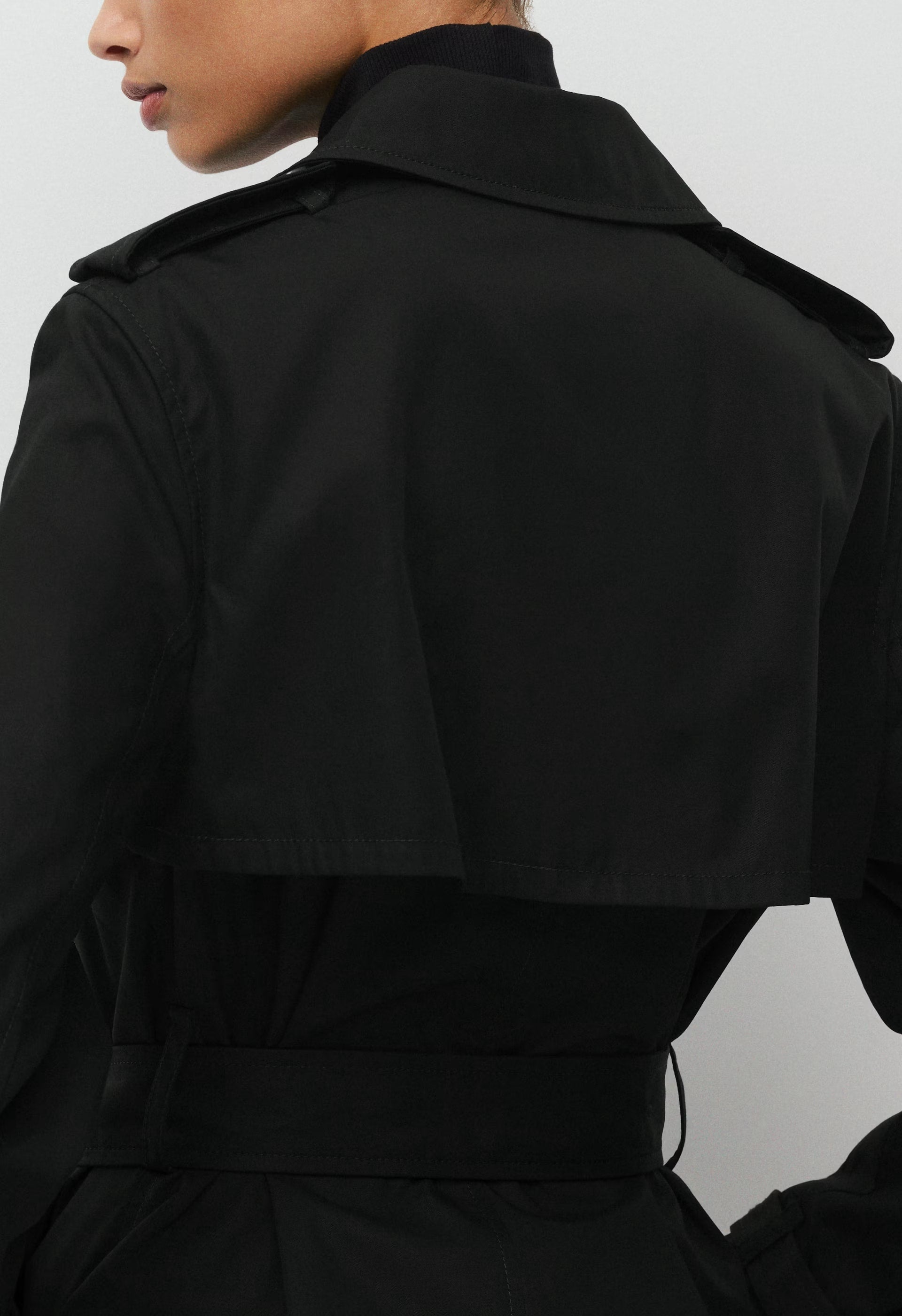 The Finch Short Trench Coat - City Twill - BLACK