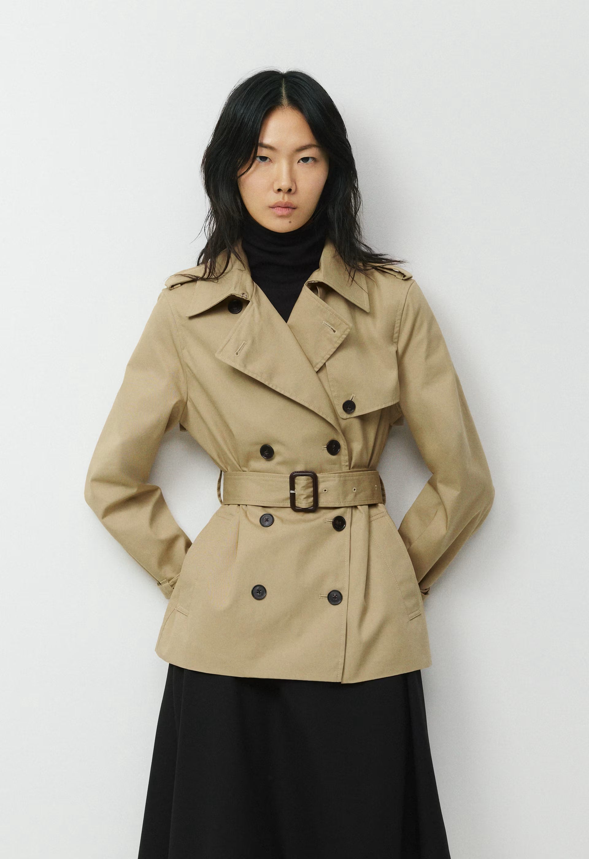 The Finch Short Trench Coat - City Twill - WICKER TAN