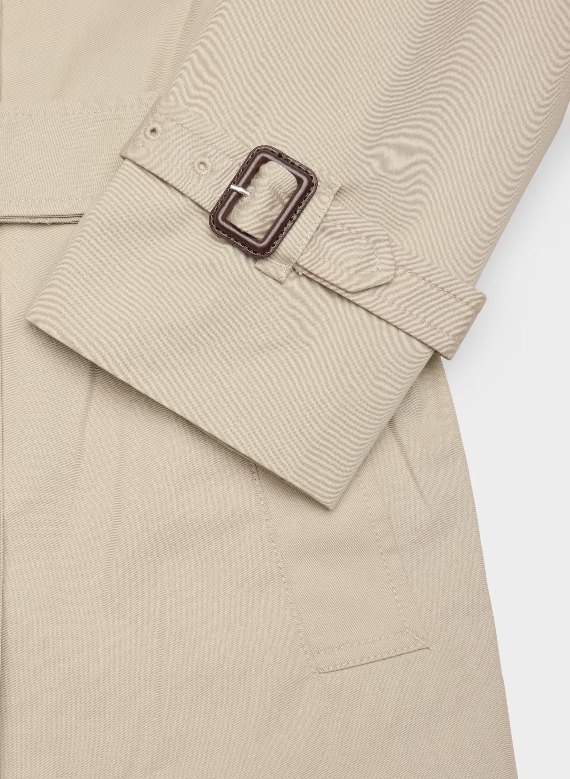 The Finch Short Trench Coat - City Twill - MARCONA BEIGE
