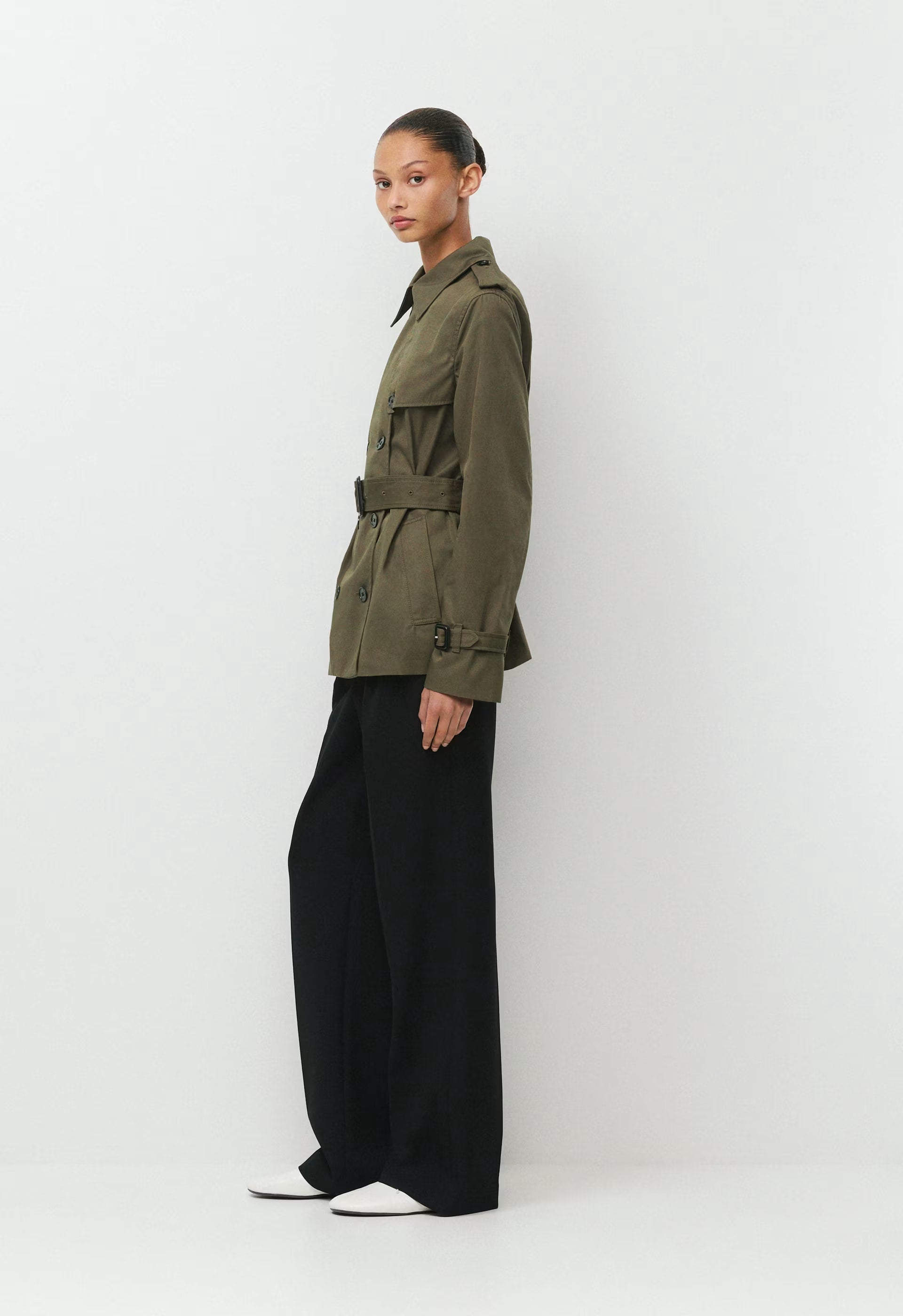 The Finch Short Trench Coat - City Twill - ATLAS OLIVE